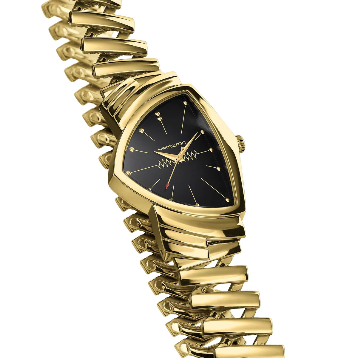 Hamilton Ventura 32mm Black Dial Yellow Gold-Tone Steel Mens Quartz Watch H24301131