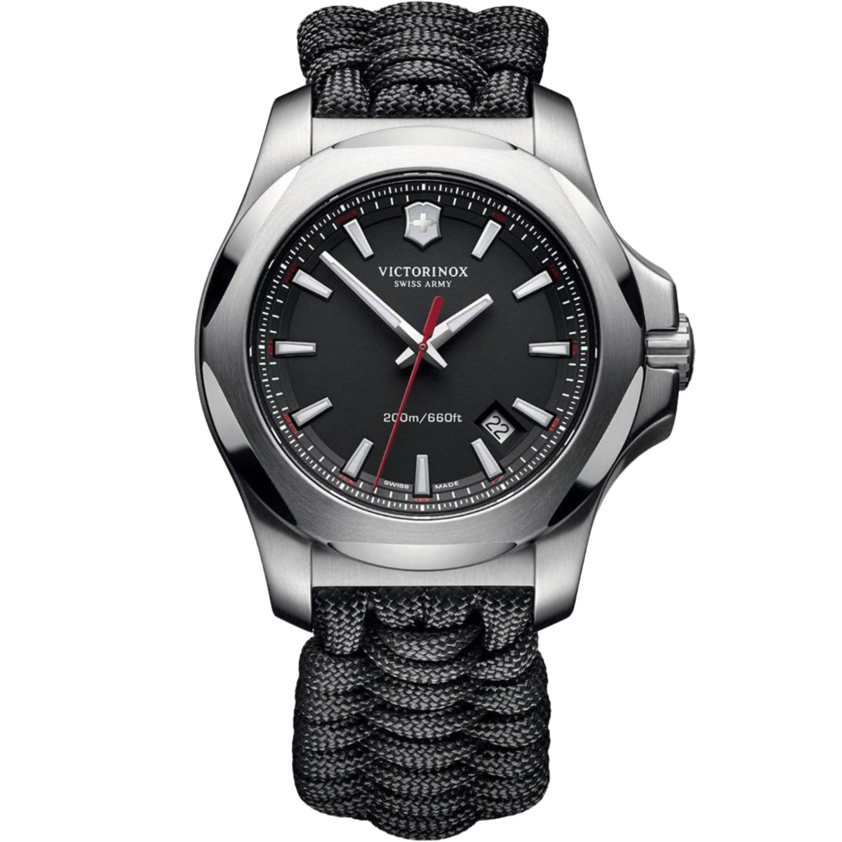 Victorinox I.N.O.X. 43mm Black Dial Paracord Mens Quartz Watch 241726
