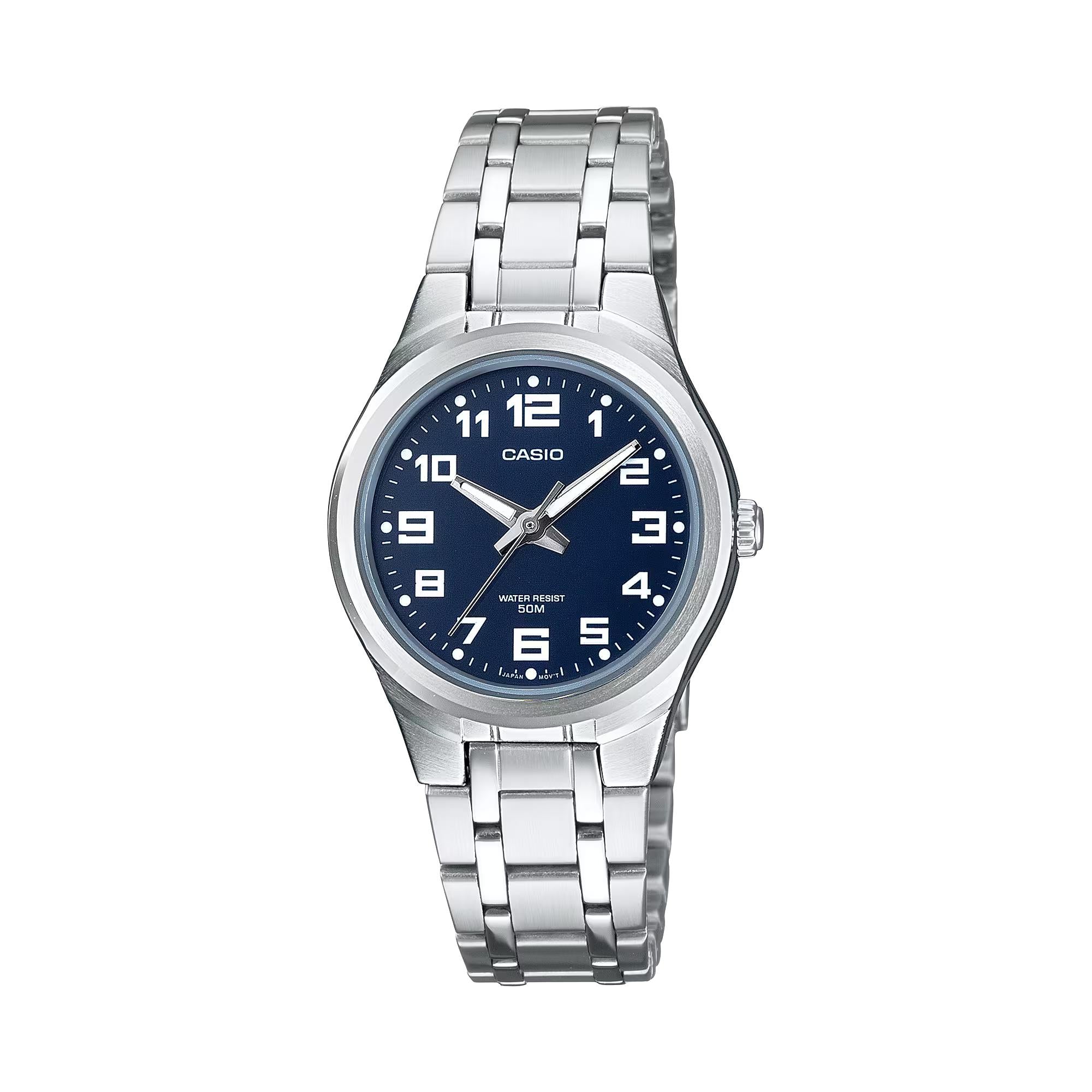 CASIO Women's Quartz Watch with Blue Dial Analogue display and Silver Stainless Steel Strap LTP-1310PD-2BVEF
