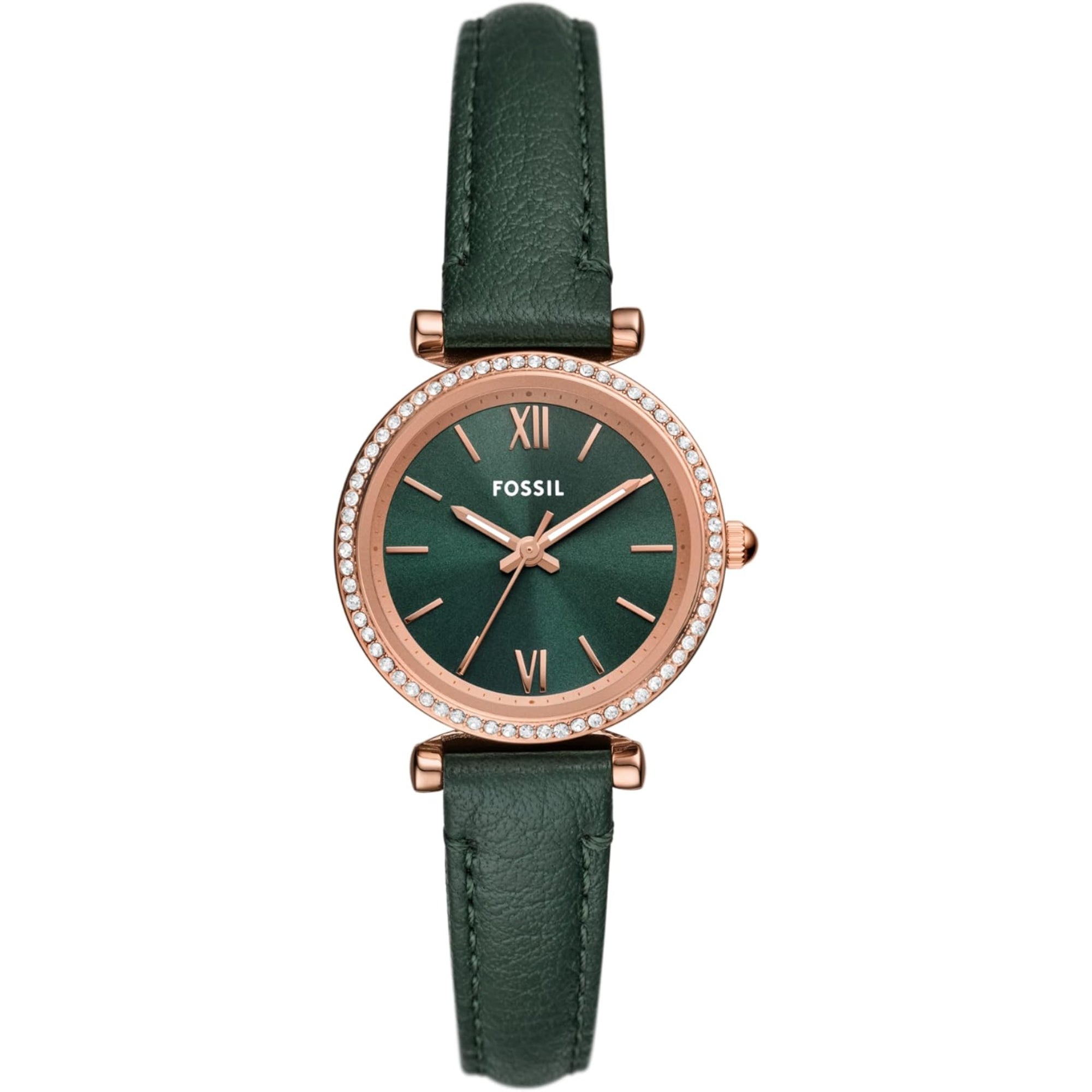 Fossil Carlie Green LiteHide™ Leather Green Dial Women’s Watch ES5370