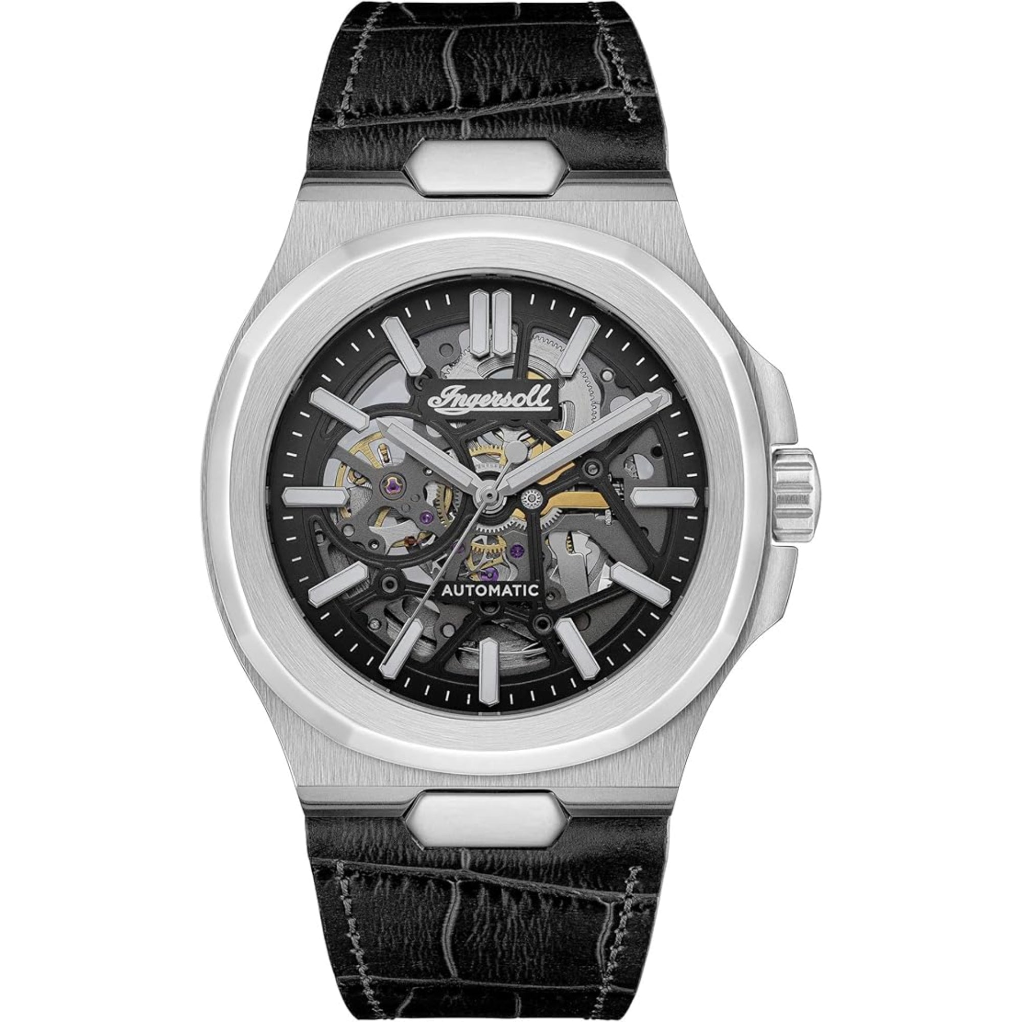 Ingersoll The Catalina Automatic Black Dial Black Leather Strap Men's Watch I12502