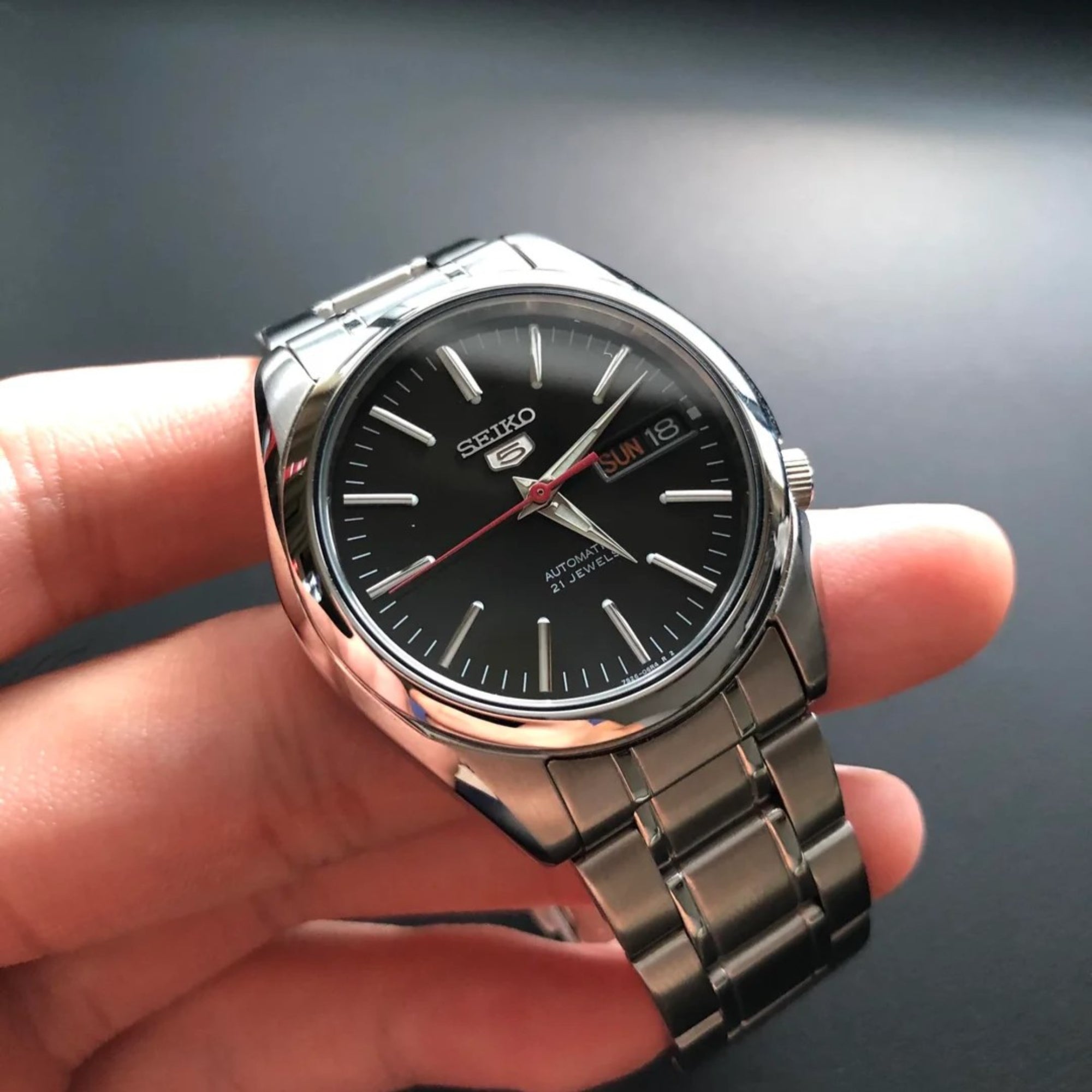 Seiko 5 Automatic Black Dial Stainless Steel Bracelet Men's Watch SNKL45K1