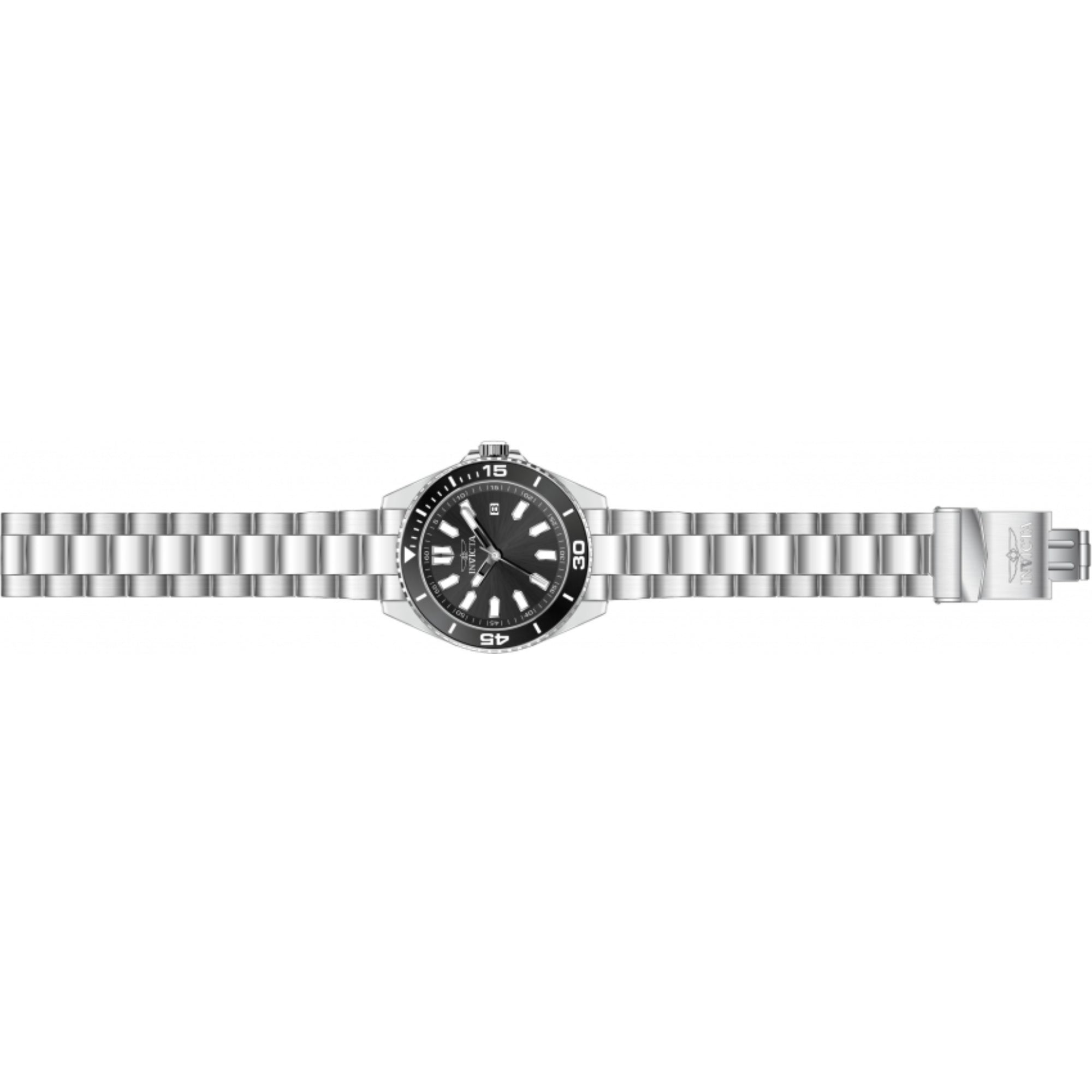 Invicta Pro Diver Quartz Black Dial Steel Strap Men's Watch 46316