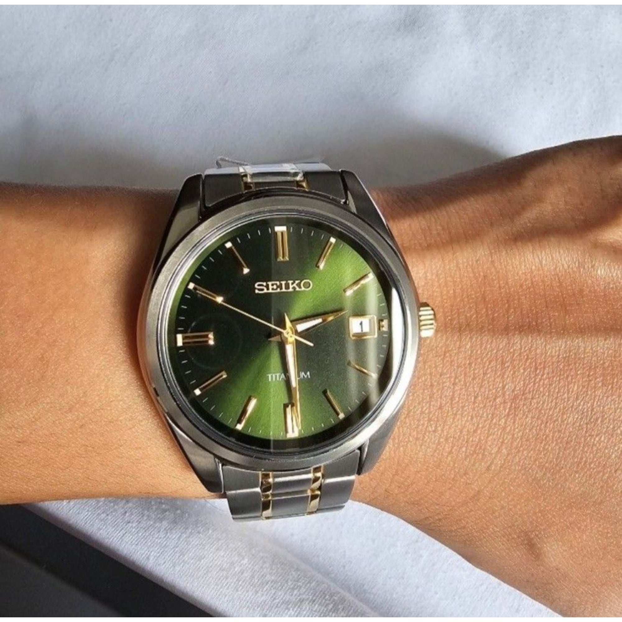 Seiko Conceptual Titanium Green Dial Two-Tone Titanium Strap Men's Watch SUR377P1