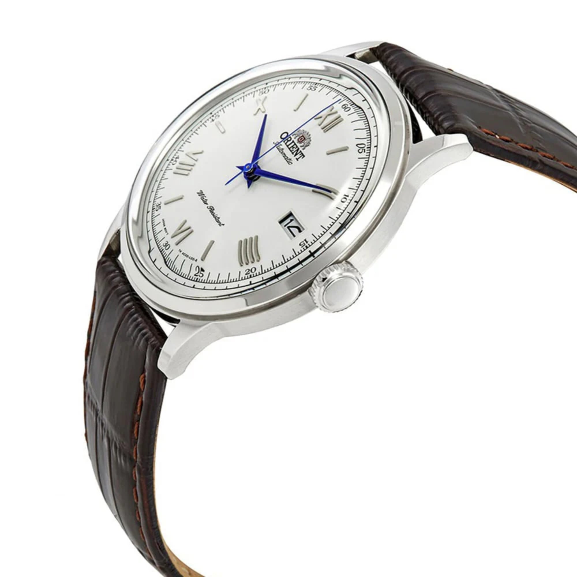 Orient Bambino Classic Vintage Style Automatic White Dial Brown Leather Strap Men’s Dress Watch TAC00009W0