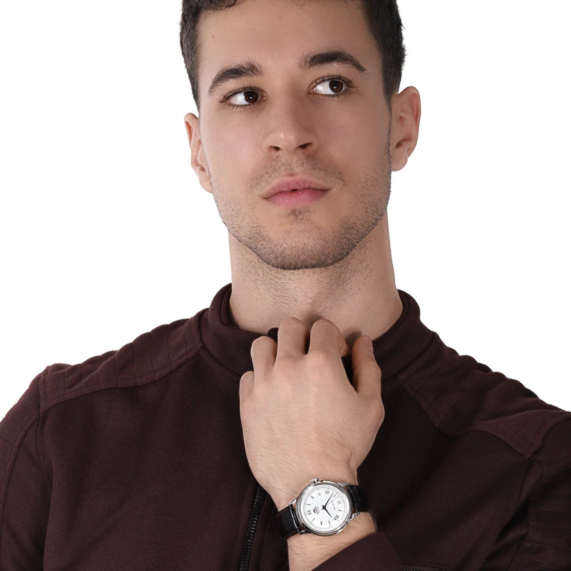 Orient Bambino Classic Vintage Style Automatic White Dial Brown Leather Strap Men’s Dress Watch TAC00009W0