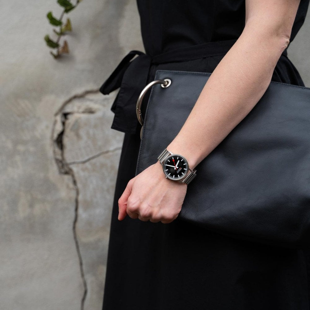 Mondaine Classic Quartz Black Dial Steel Strap Unisex Watch A660.30314.16SBW