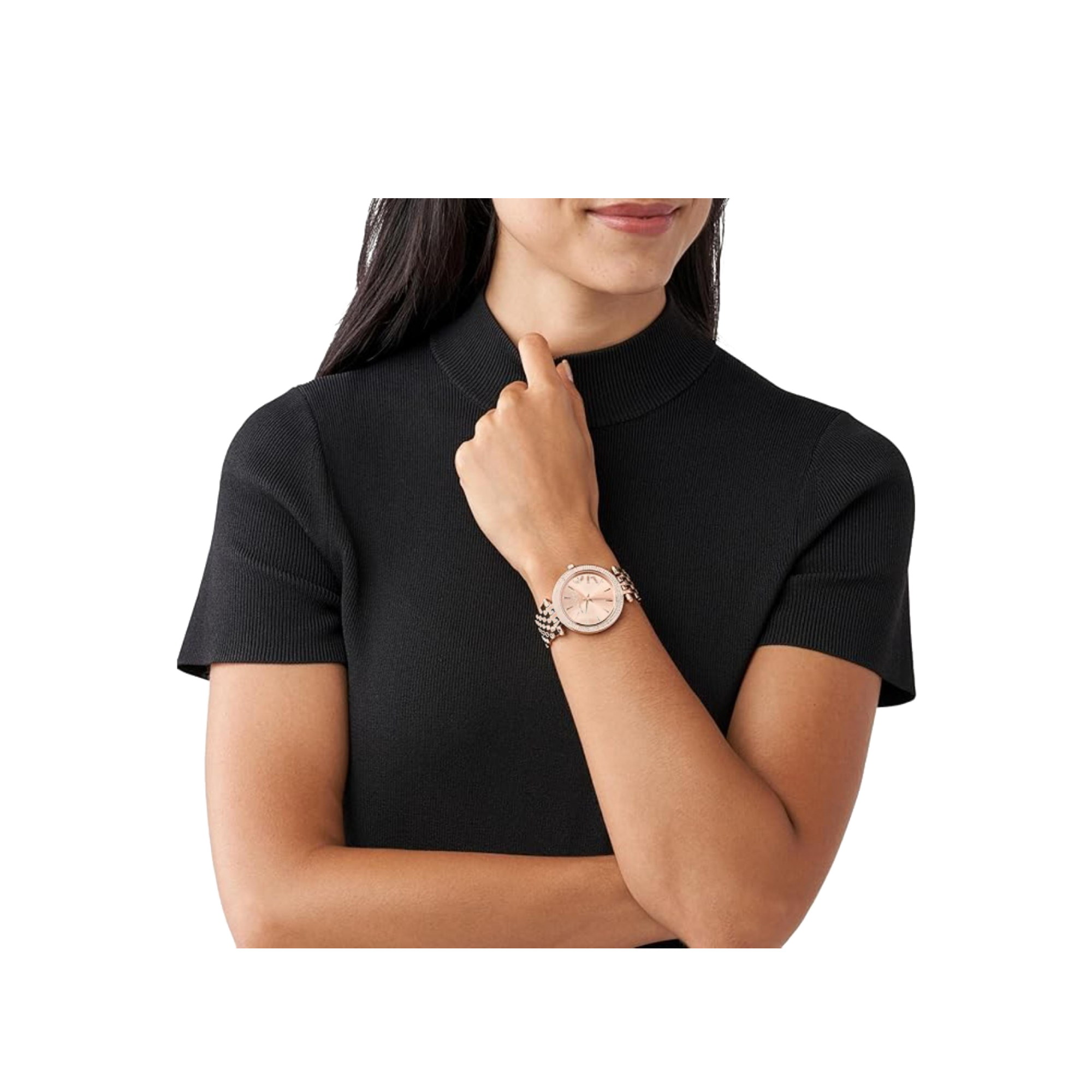 Michael Kors Darci Glitz Rose Gold-Tone Stainless Steel Strap Rose Gold Dial Women’s Watch MK3192