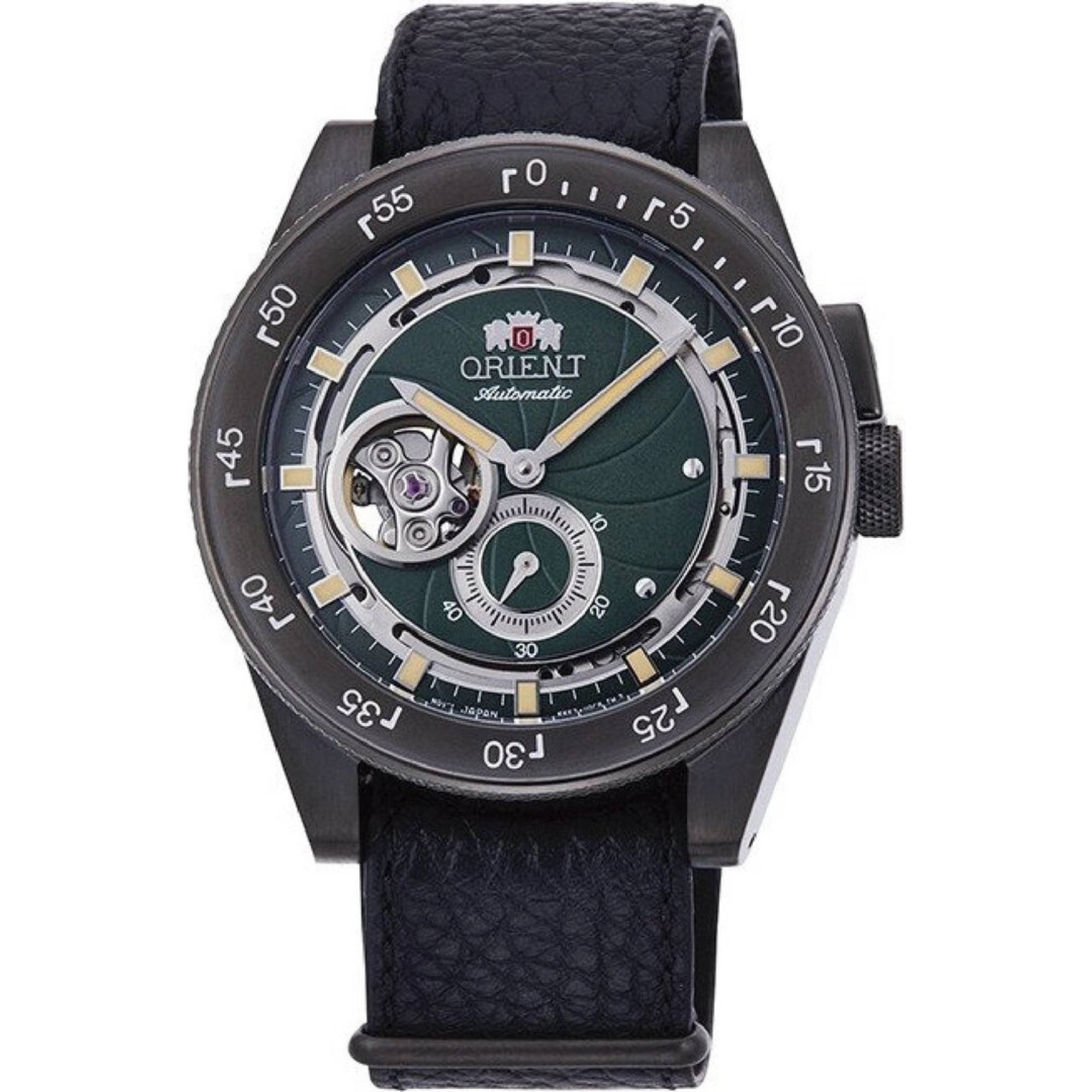 Orient Revival Retro Future Camera Green Dial Leather Strap Men's Watch RA-AR0202E30B