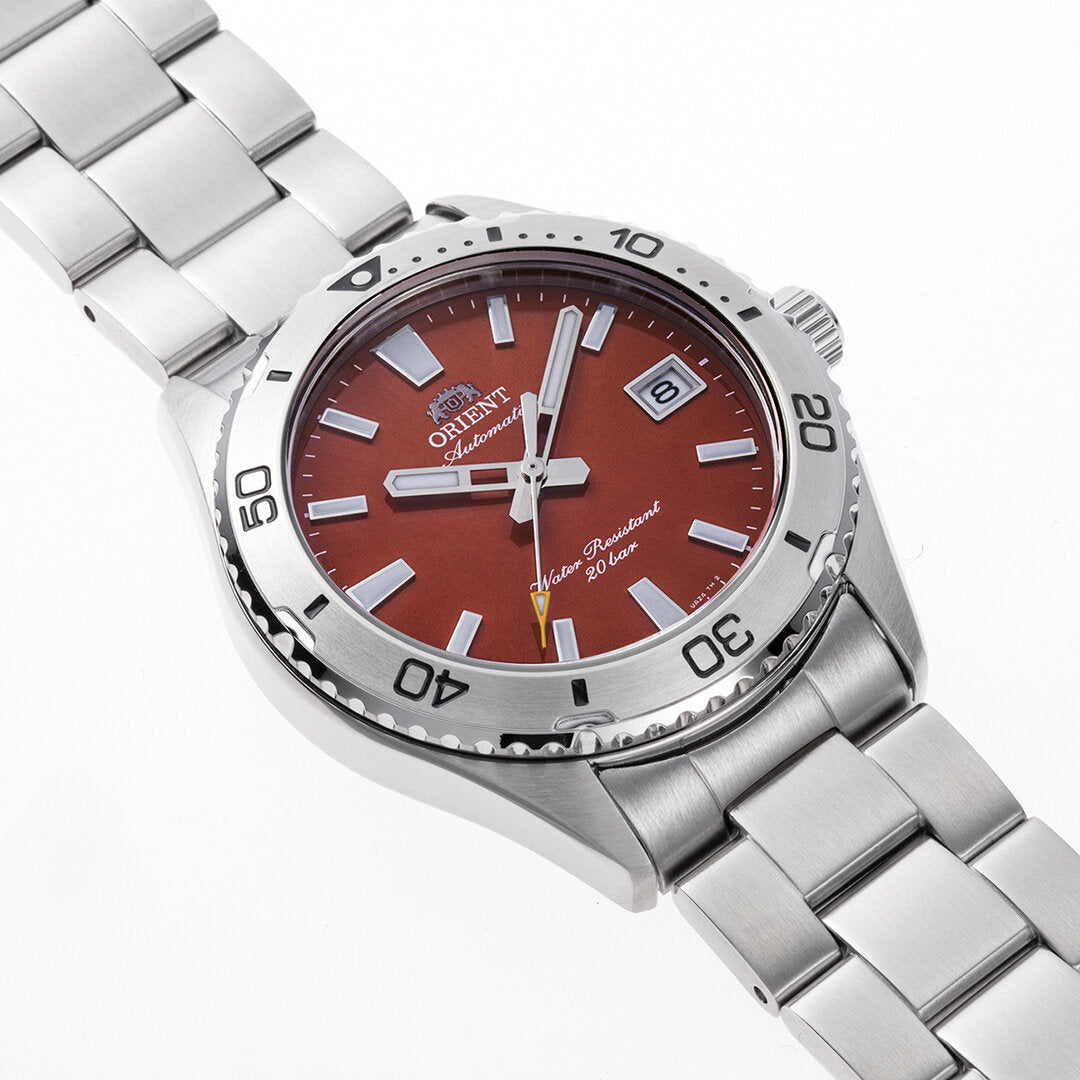 Orient Mako Automatic Red Dial Stainless Steel Strap Men's Dive Watch RA-AC0Q09R30B