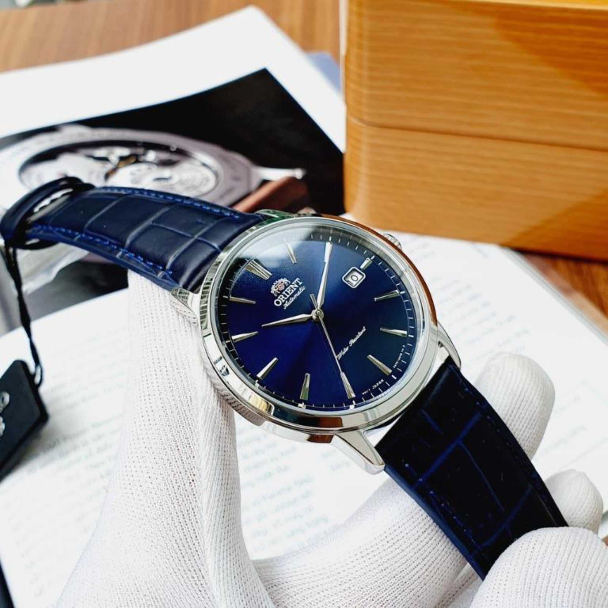 Orient Symphony III Classic Automatic Blue Dial Leather Strap Men’s Watch RA-AC0F06L30B