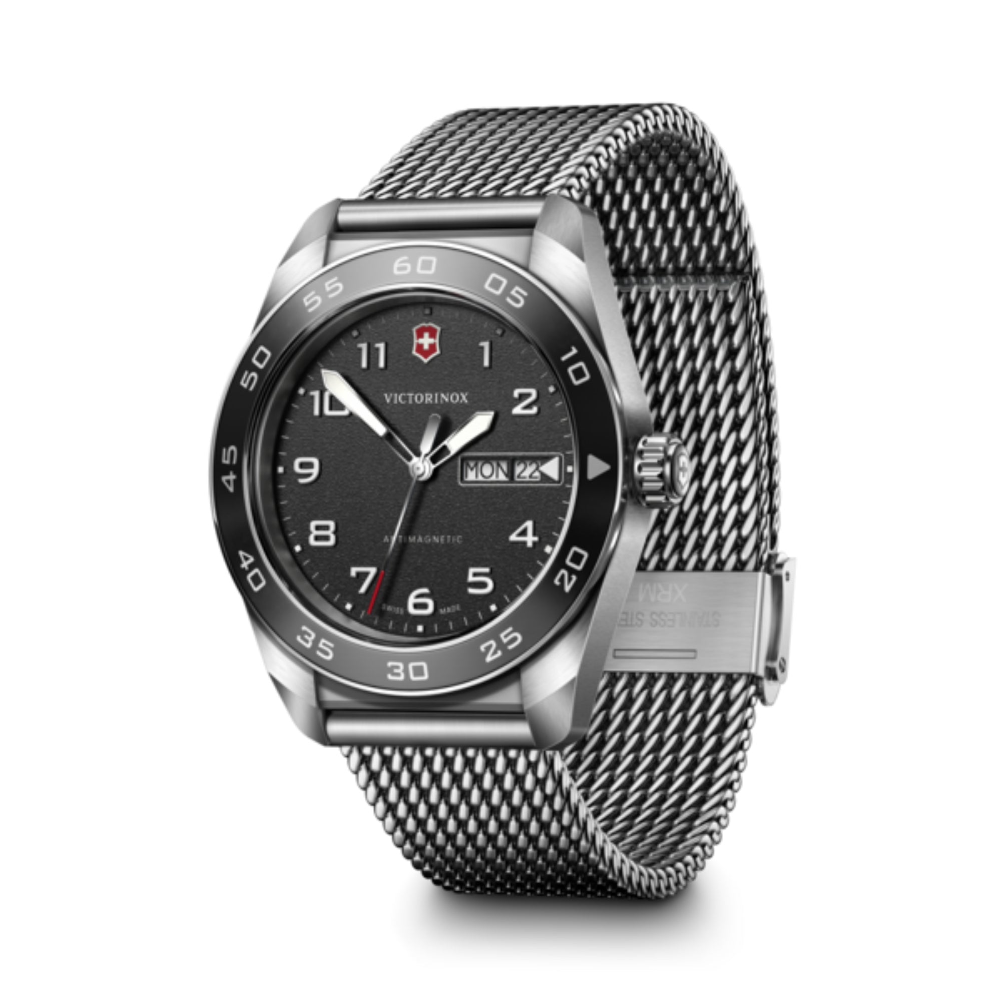 Victorinox Swiss Army Black Dial Steel Mesh Strap Men's Watch 242043