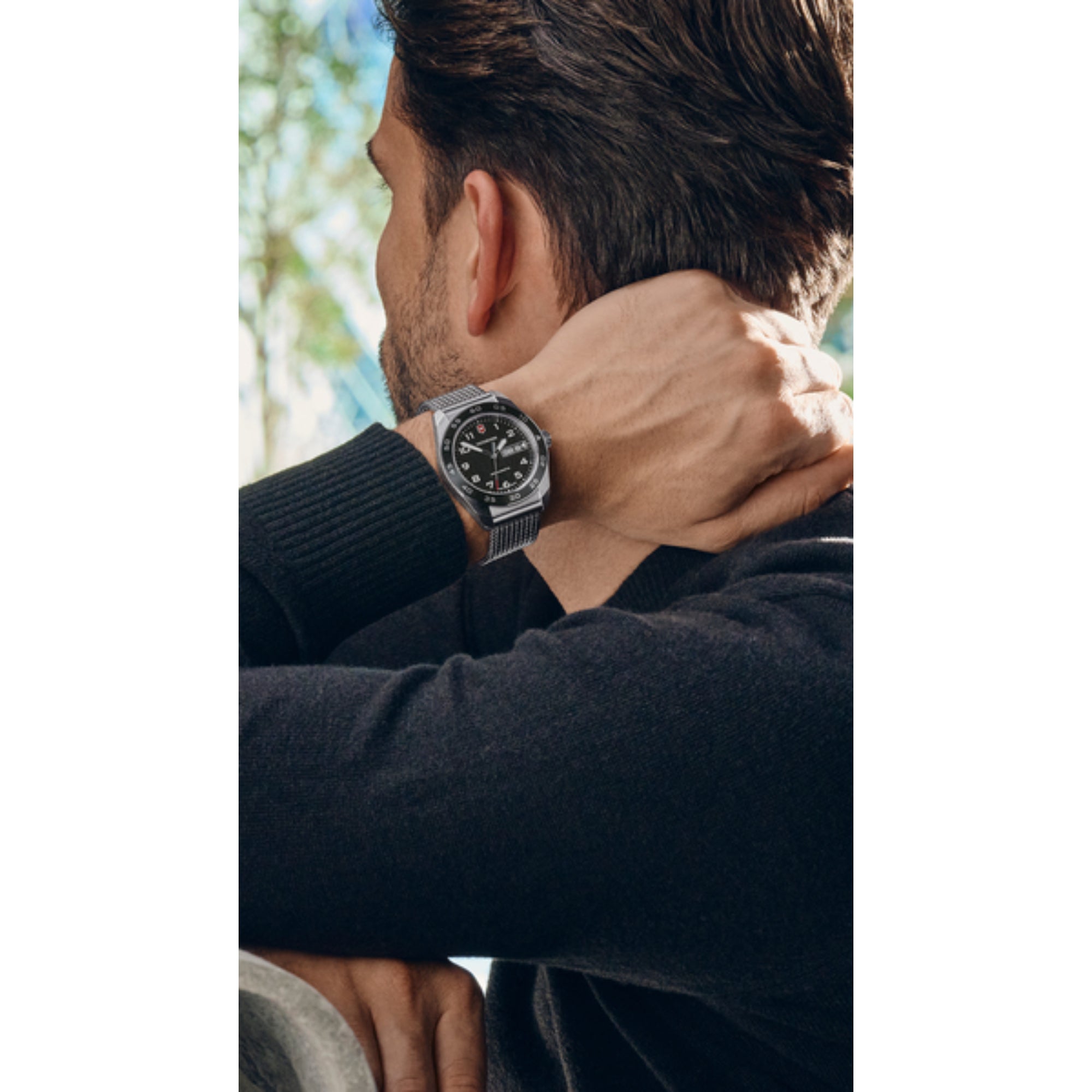 Victorinox Swiss Army Black Dial Steel Mesh Strap Men's Watch 242043