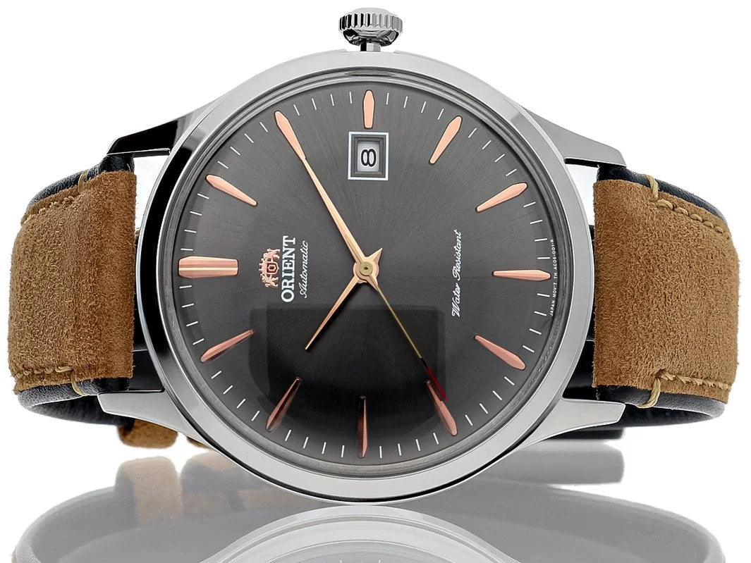 Orient Bambino Version 4 Classic Vintage Style Grey Dial Leather Strap Men’s Dress Watch TAC08003A0