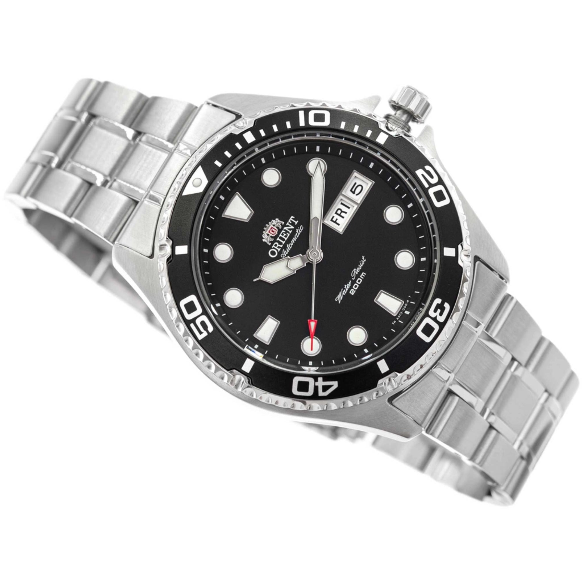 Orient Mako Ray II Automatic Black Dial Steel Strap Men's Dive Watch TAA02004B9
