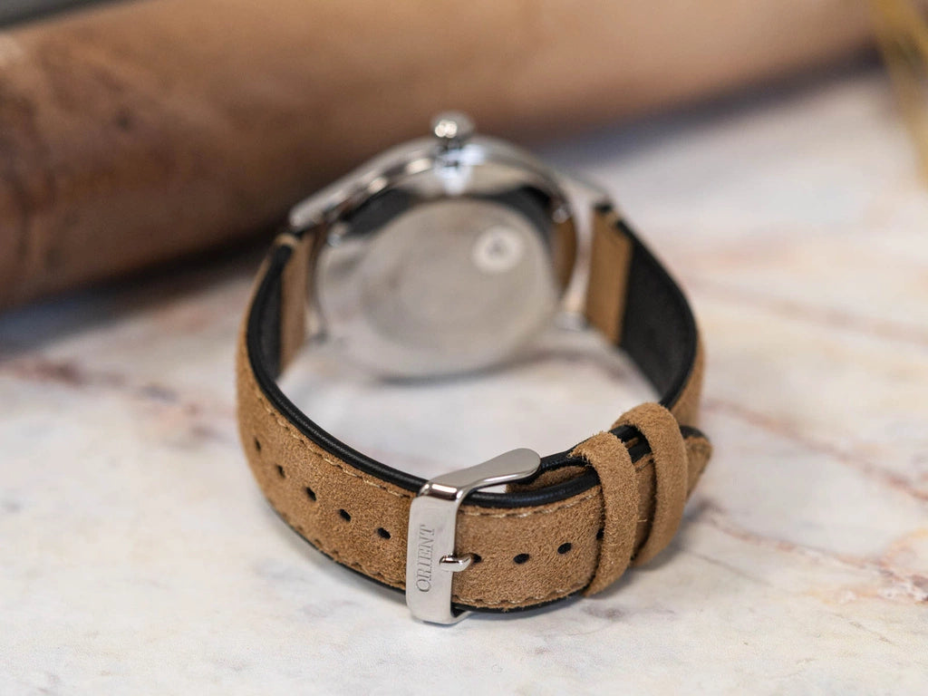 Orient Bambino Version 4 Classic Vintage Style Grey Dial Leather Strap Men’s Dress Watch TAC08003A0