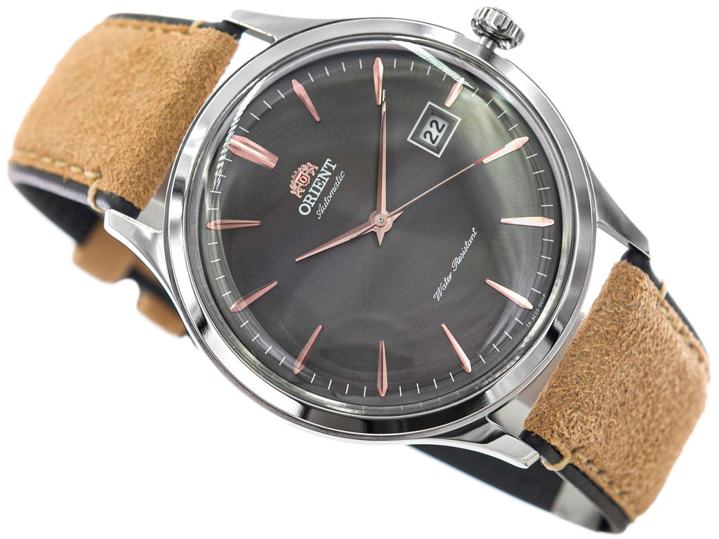 Orient Bambino Version 4 Classic Vintage Style Grey Dial Leather Strap Men’s Dress Watch TAC08003A0