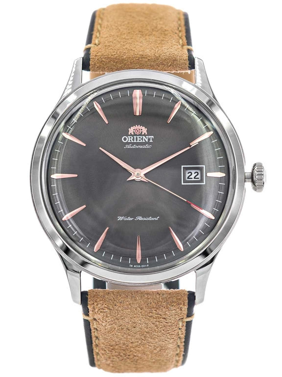 Orient Bambino Version 4 Classic Vintage Style Grey Dial Leather Strap Men’s Dress Watch TAC08003A0