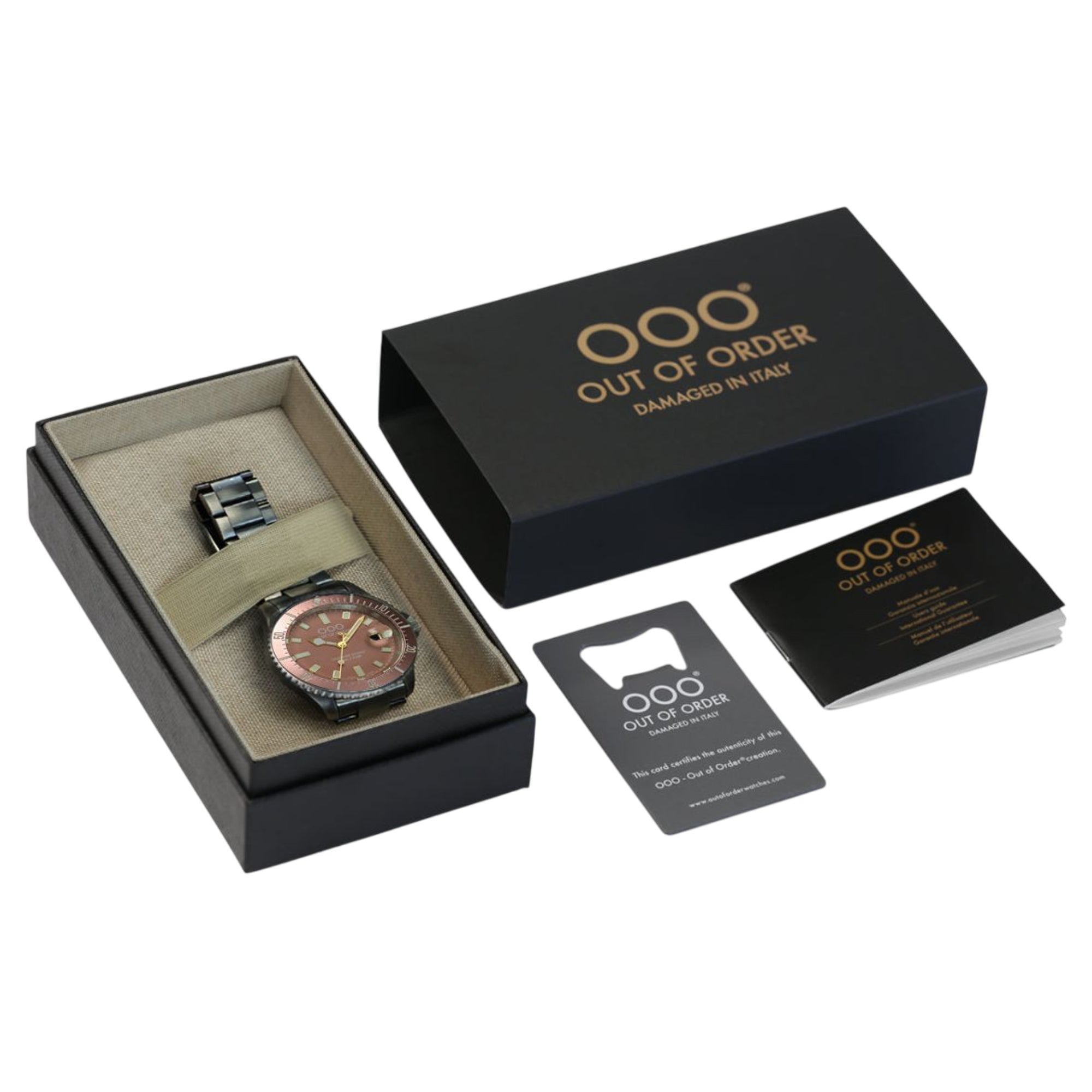 Out of Order Casanova Ultra Distressed Quartz Pink Dial Steel Strap Men's Watch OOO.001-27.CI