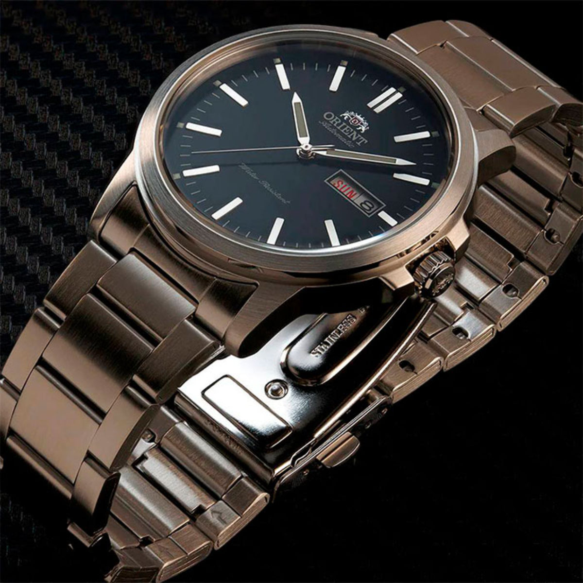 Orient Sport Contemporary Automatic Black Dial Steel Strap Men’s Watch RA-AA0C01B39B