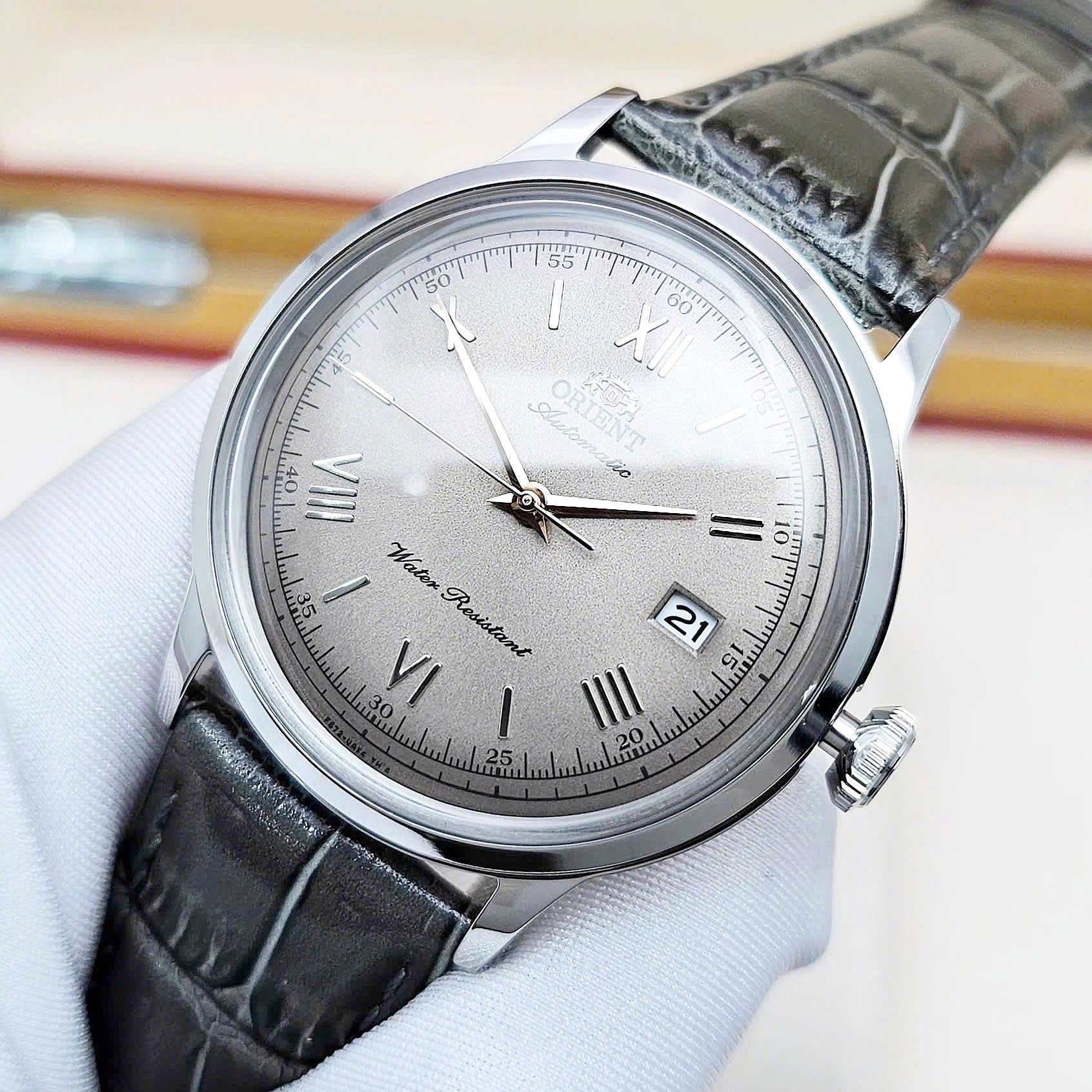 Orient Bambino Classic Vintage Style Beige Dial Leather Strap Men's Dress Watch RA-AC0025N30B
