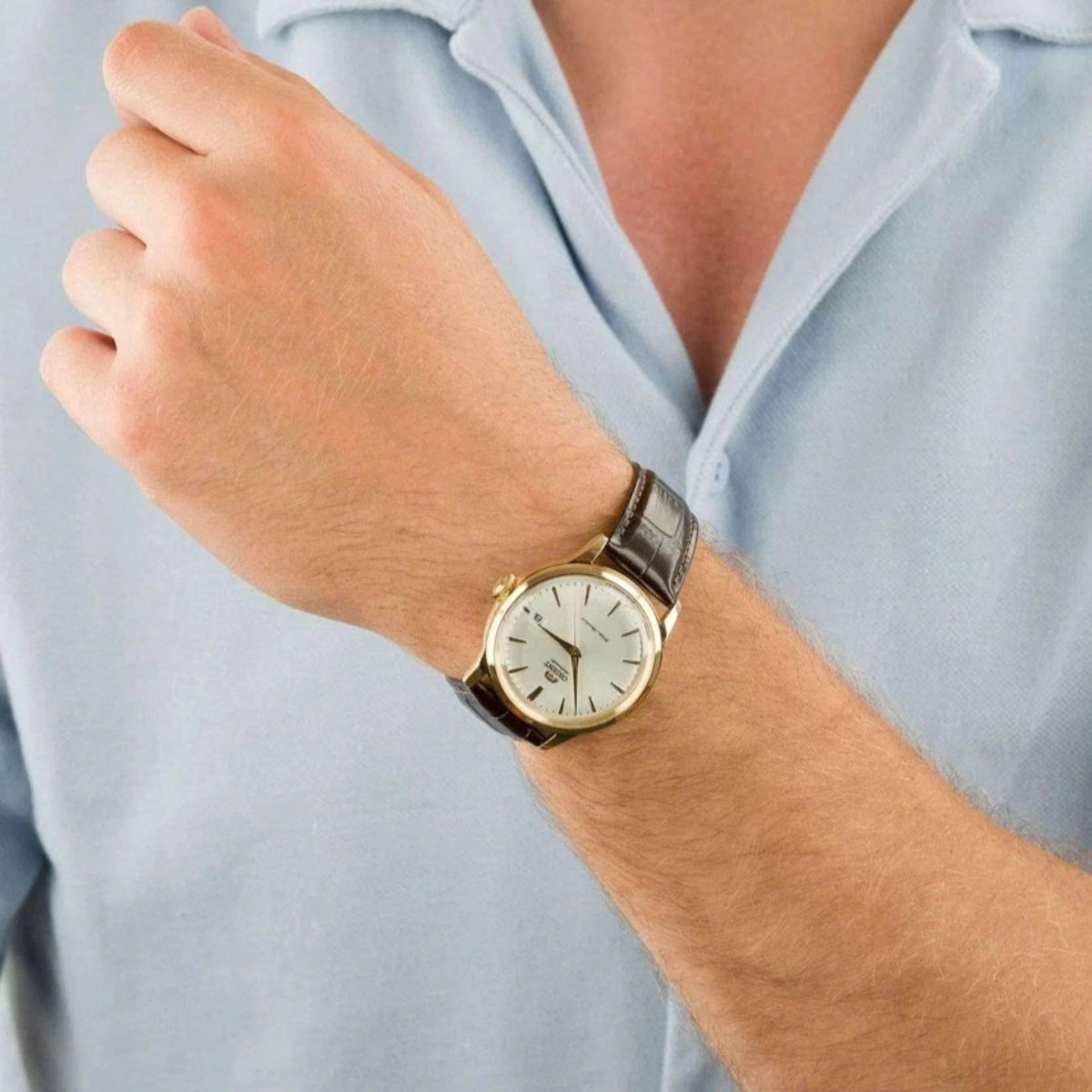 Orient Bambino Version 7 Classic Vintage Style White Dial Leather Strap Unisex Dress Watch RA-AC0M01S30B