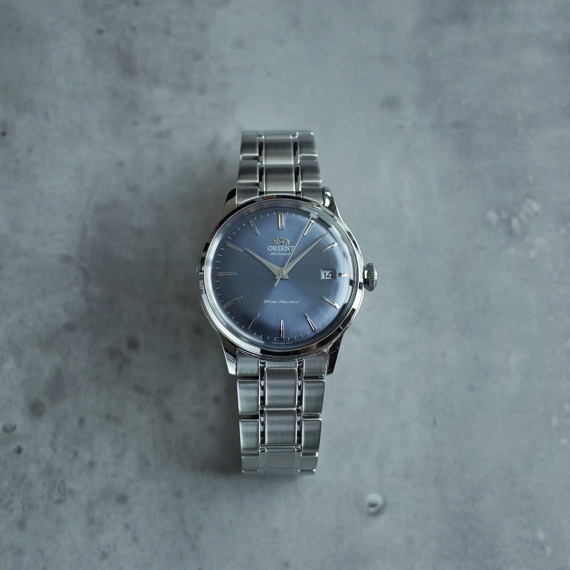 Orient Bambino Classic Vintage Style Blue Dial Steel Strap Unisex Dress Watch RA-AC0M10L30B