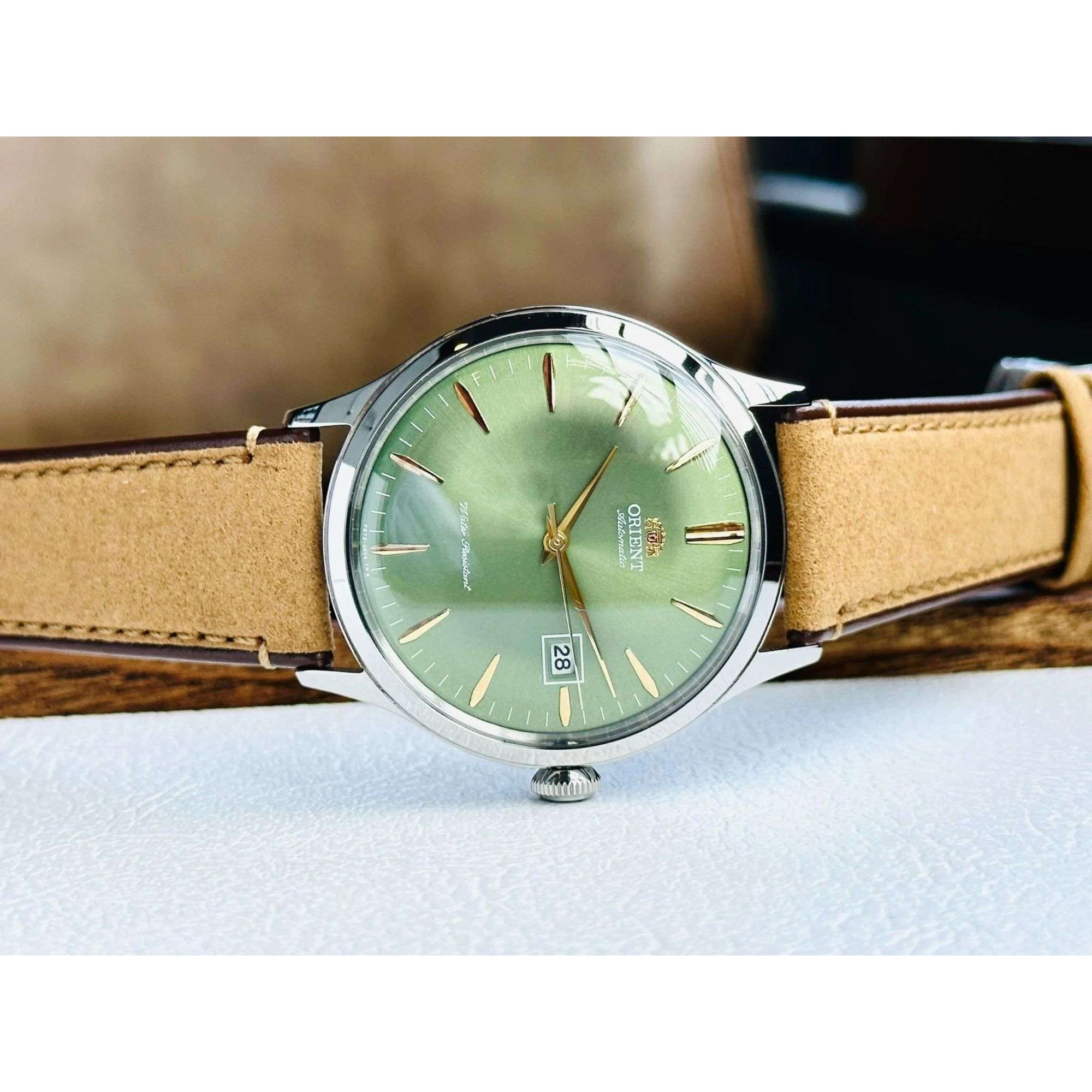 Orient Bambino Classic Vintage Style Automatic Green Dial Men's Dress Watch RA-AC0P01E30B