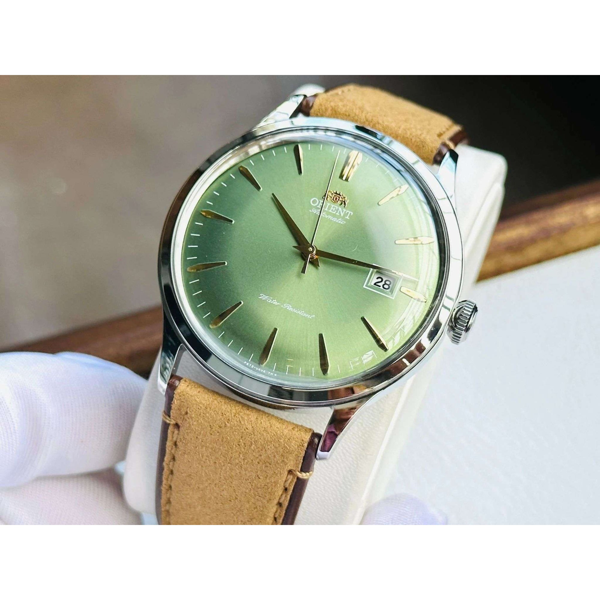 Orient Bambino Classic Vintage Style Automatic Green Dial Men's Dress Watch RA-AC0P01E30B