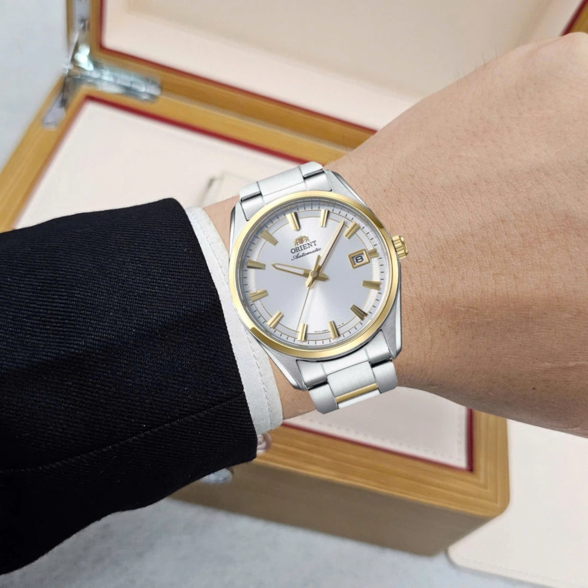 Orient Contemporary Stretto Date Automatic White Dial Steel Strap Men's Watch RA-AC0R01S30B