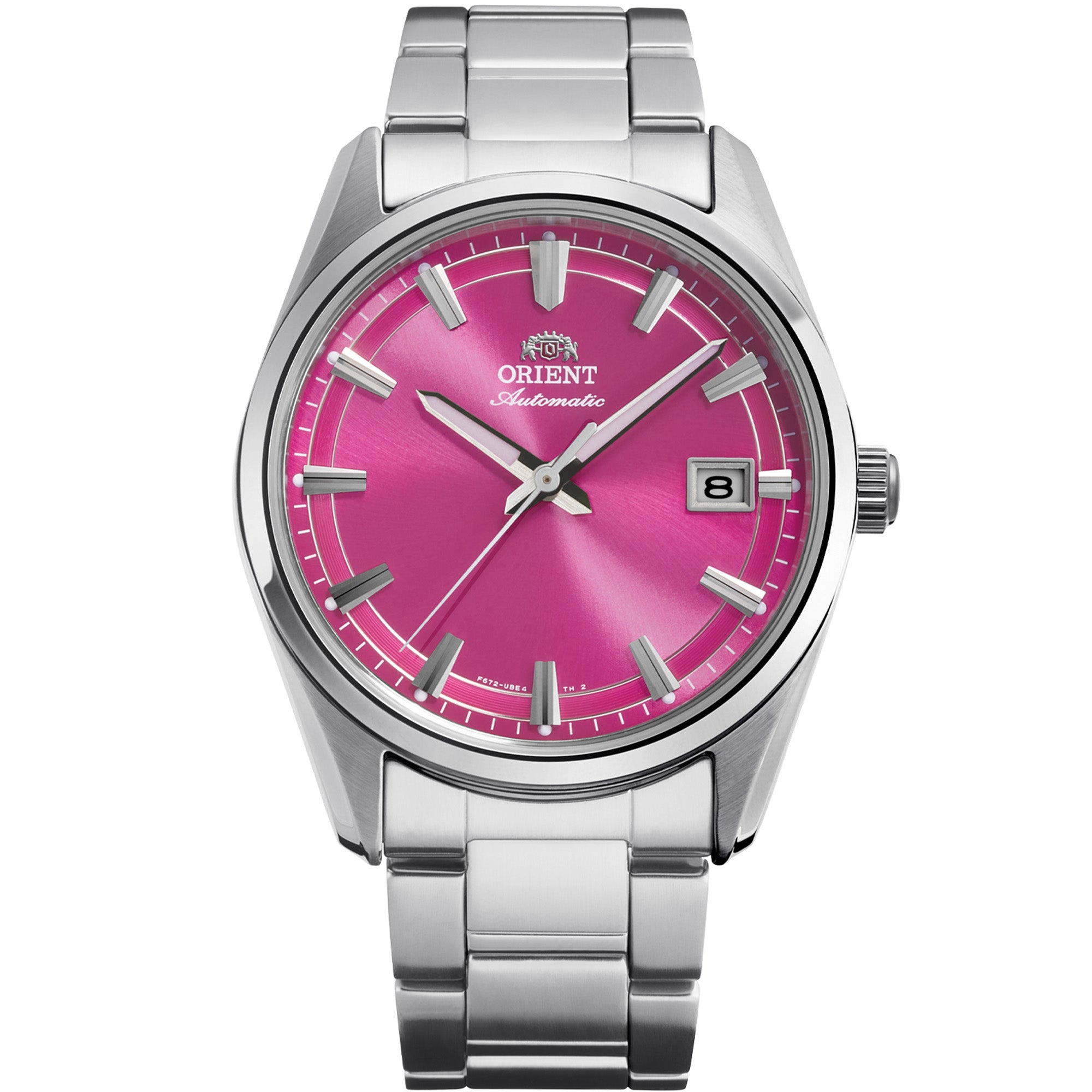 Orient Stretto Date 38.5mm Limited Release Seasonal Pink Dial Steel Automatic Watch RA-AC0R07P30B
