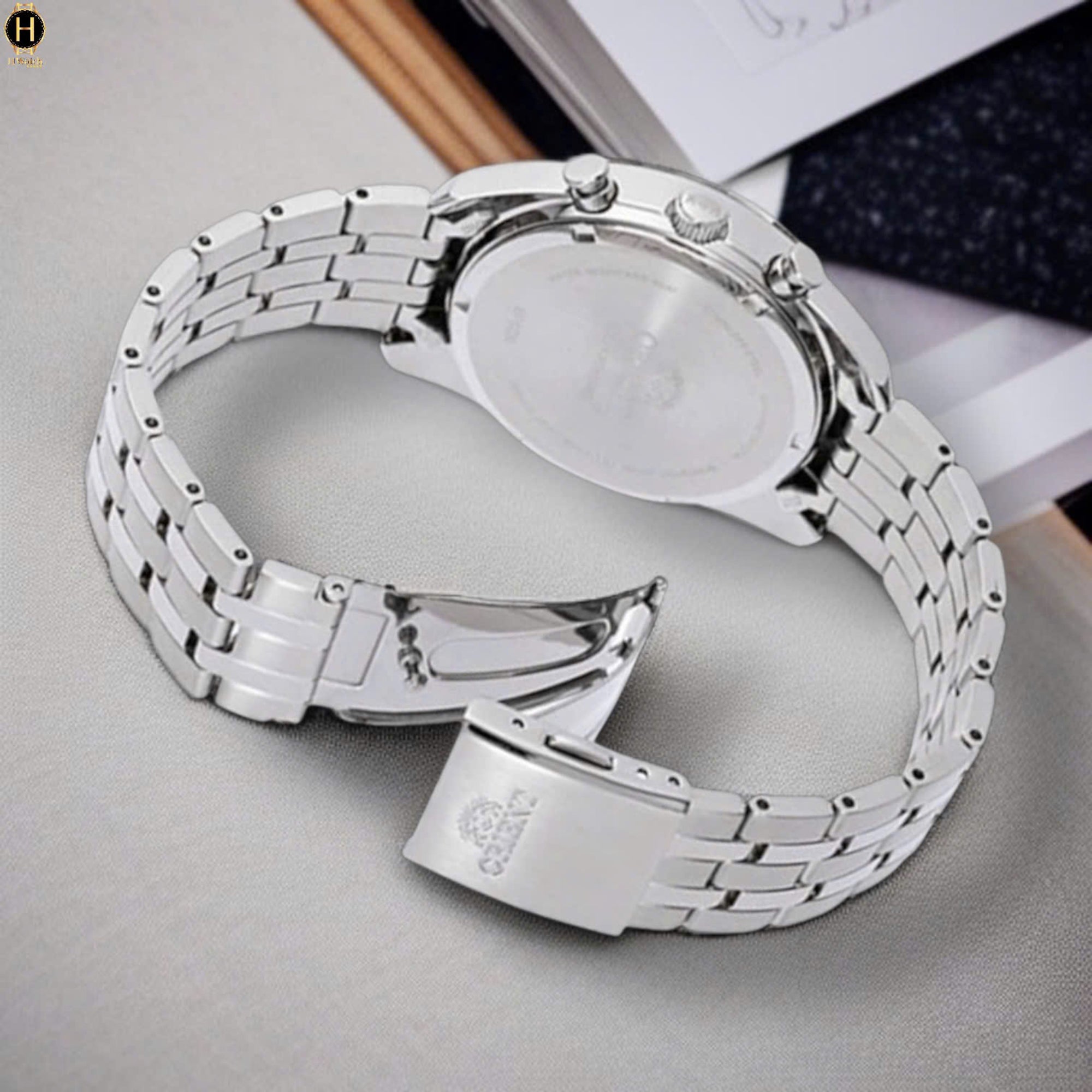 Orient Contemporary Stretto Date Solar Chronograph White Dial Steel Strap Men’s Watch RA-TX0305S10B