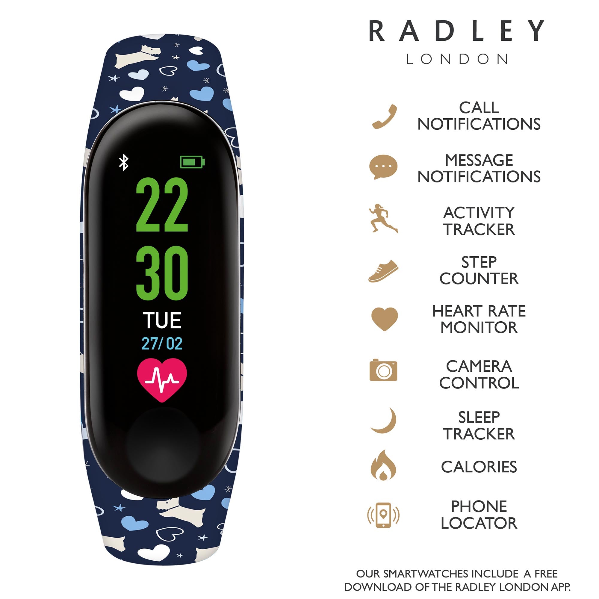 Radley Activity Tracker Quartz Black Dial Silicone Strap Ladies Watch RYS01-2016