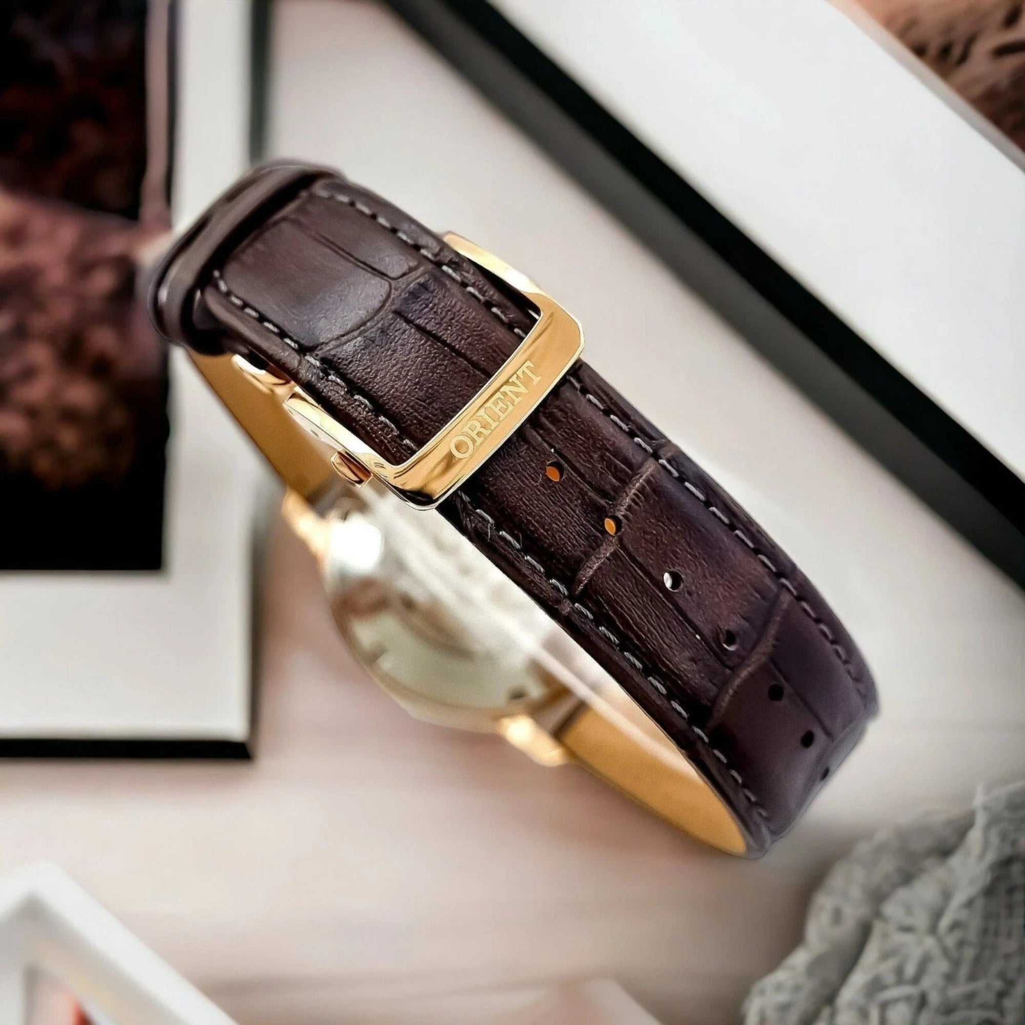Orient Sun and Moon Automatic Brown Dial Leather Strap Men's Watch RA-AK0009T30B