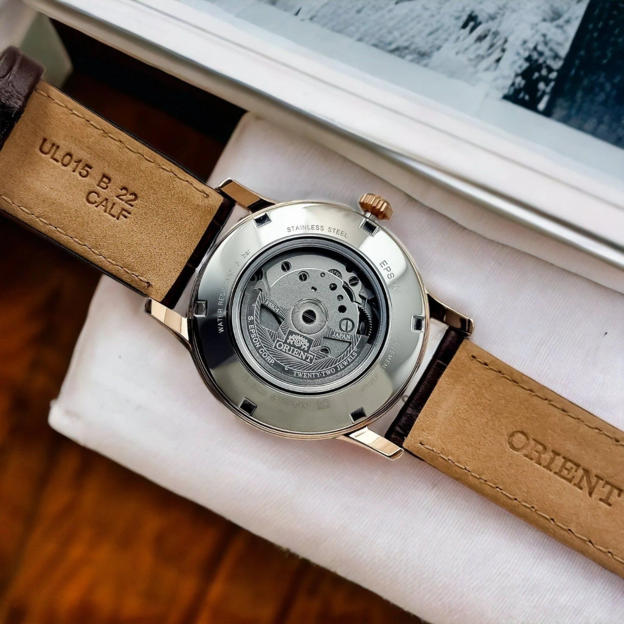 Orient Sun and Moon Automatic Brown Dial Leather Strap Men's Watch RA-AK0009T30B