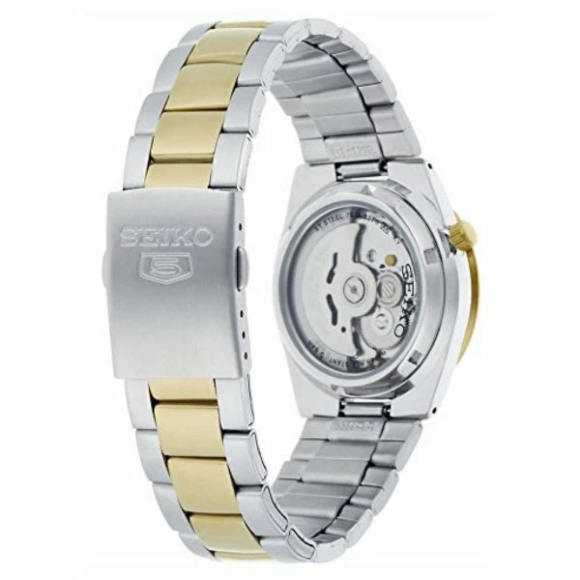 Seiko 5 Automatic White Dial Two Tone Gold/Silver Stainless Steel Men's Watch SNKE04K1