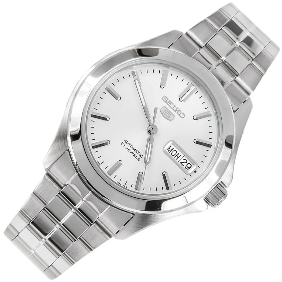 Seiko 5 Automatic White Dial Steel Strap Men's Watch SNKK87K1