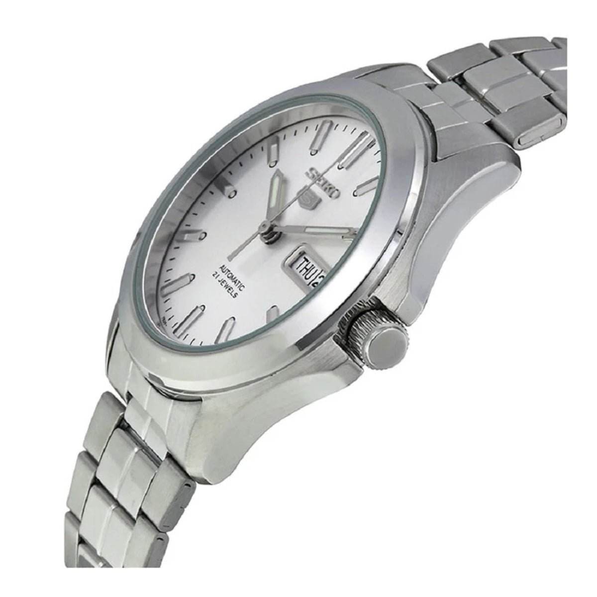 Seiko 5 Automatic White Dial Steel Strap Men's Watch SNKK87K1