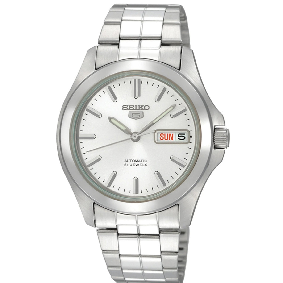 Seiko 5 Automatic White Dial Steel Strap Men's Watch SNKK87K1