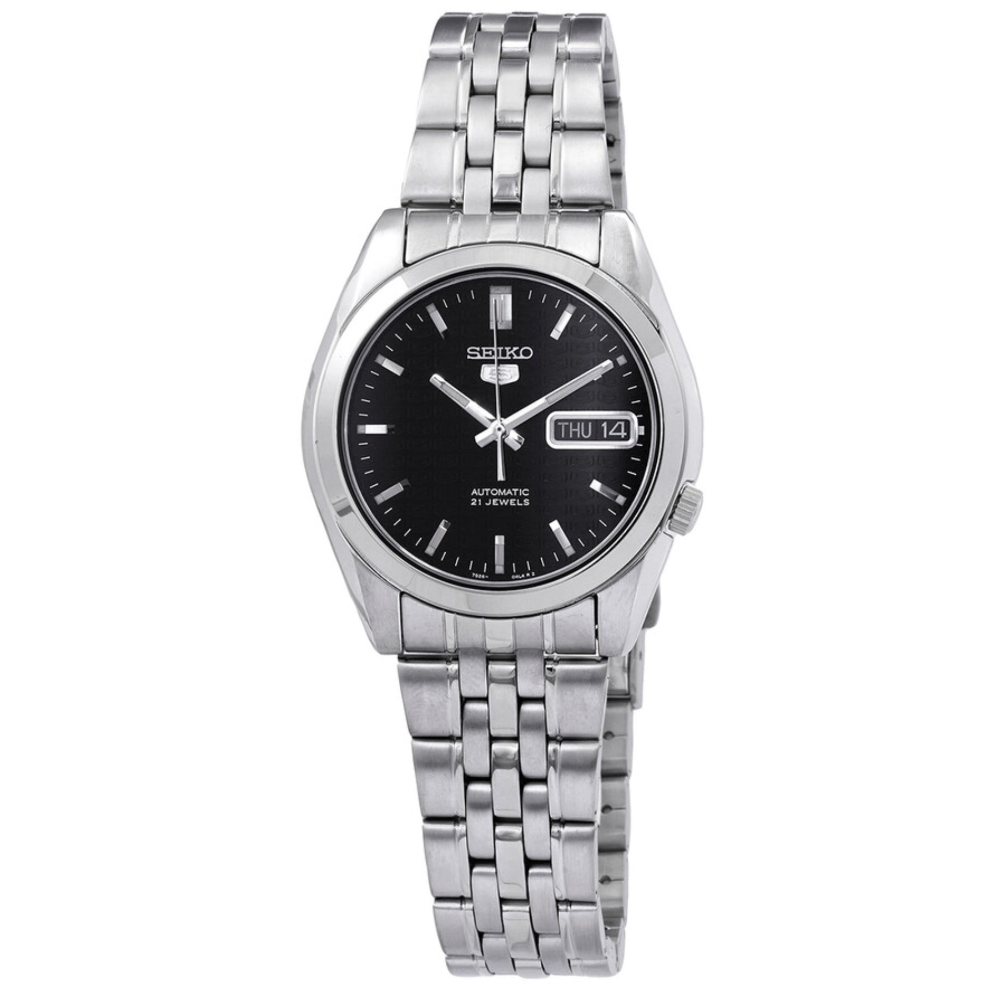 Seiko 5 Automatic Black Dial Stainless Steel Mens Watch SNK361K1