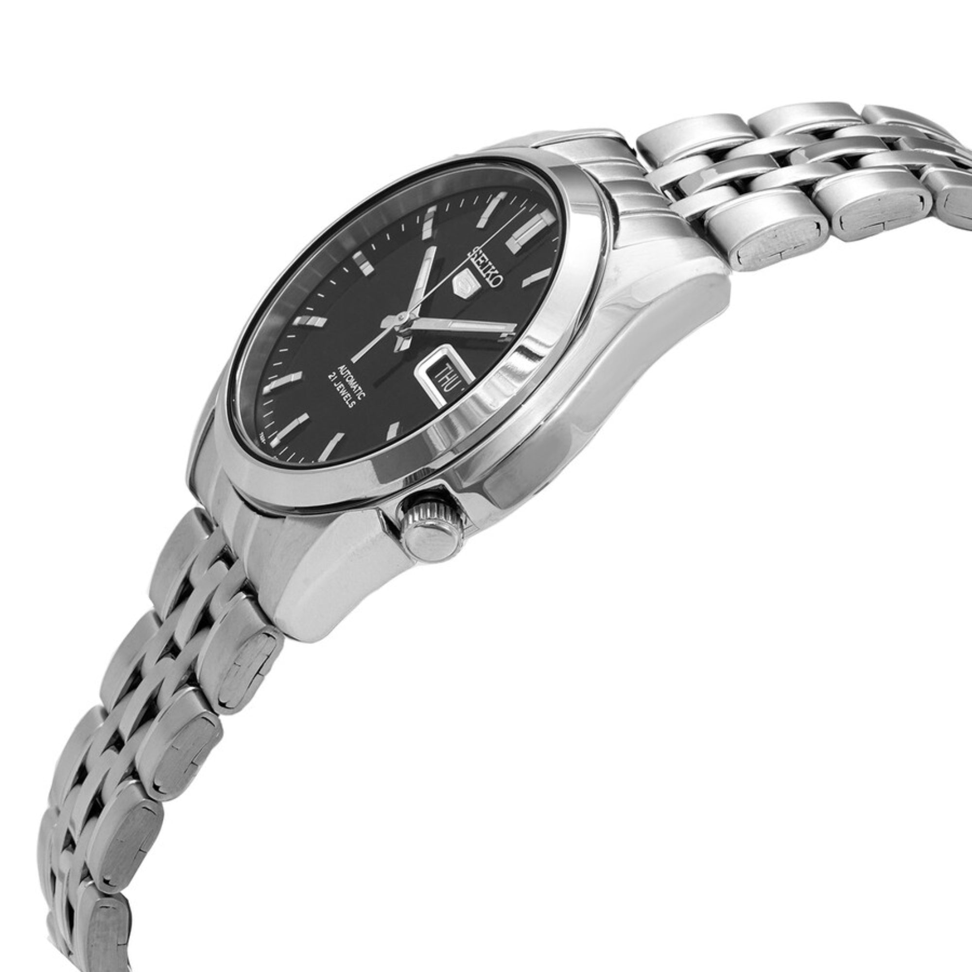 Seiko 5 Automatic Black Dial Stainless Steel Mens Watch SNK361K1