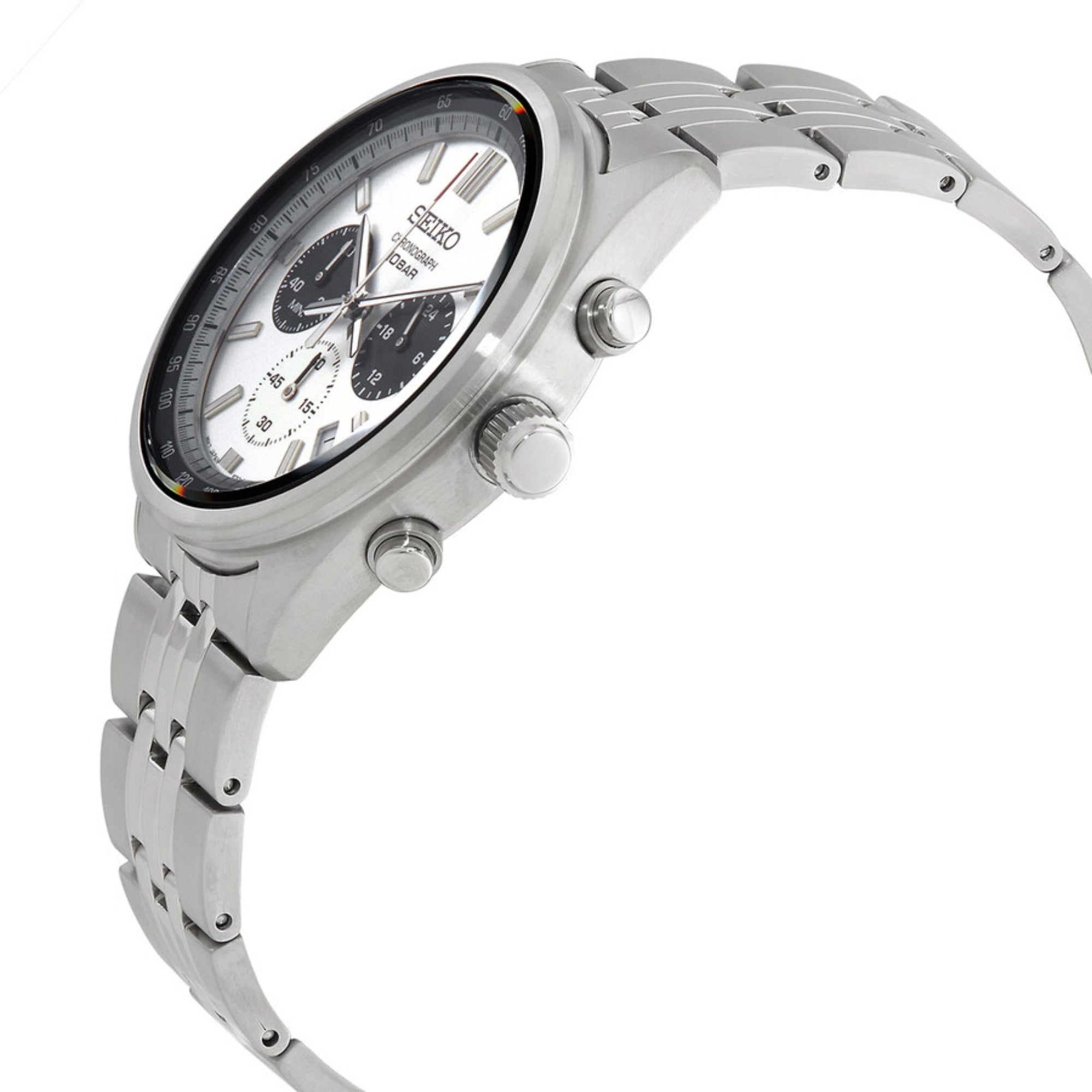 Seiko Conceptual Quartz Chronograph White Dial Steel Strap Men's Watch SSB425P1
