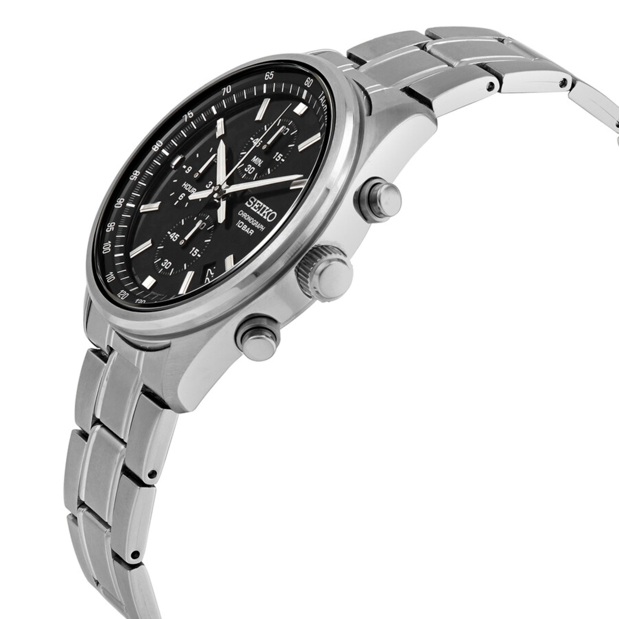 Seiko Conceptual Quartz Chronograph Black Dial Steel Strap Men's Watch SSB379P1
