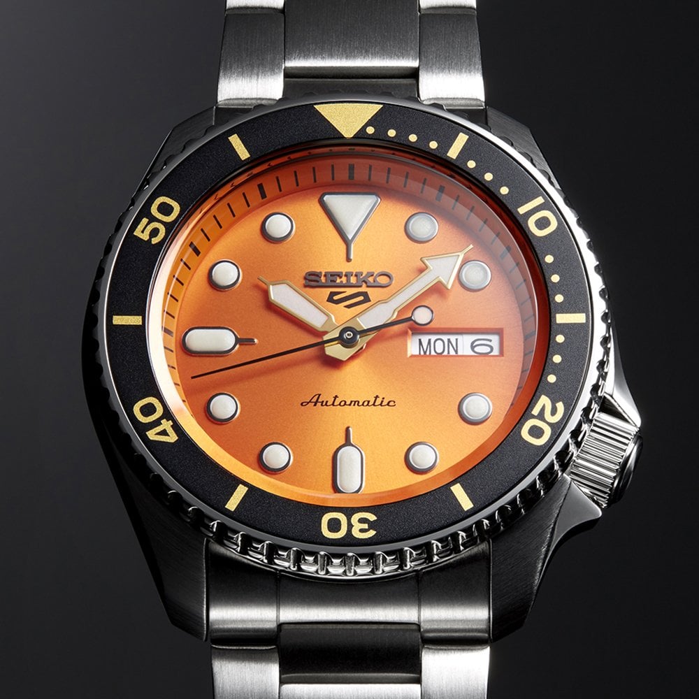 Seiko 5 Sports Automatic Orange Dial Stainless Steel Bracelet Men's Watch SRPD59K1