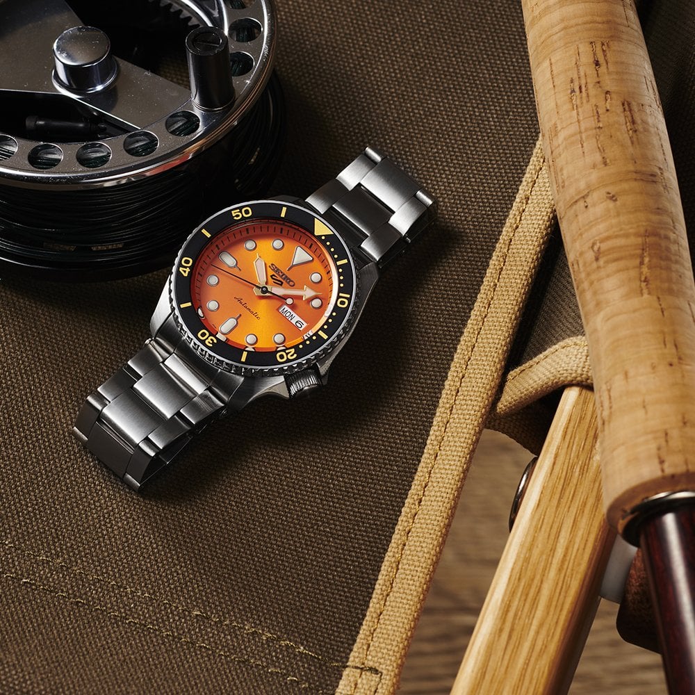 Seiko 5 Sports Automatic Orange Dial Stainless Steel Bracelet Men's Watch SRPD59K1
