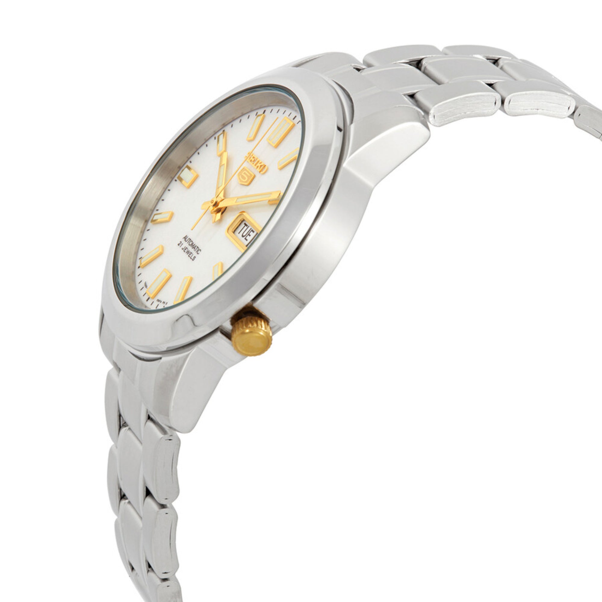 Seiko 5 Automatic White Dial Stainless Steel Strap Men's Watch SNKK07K1