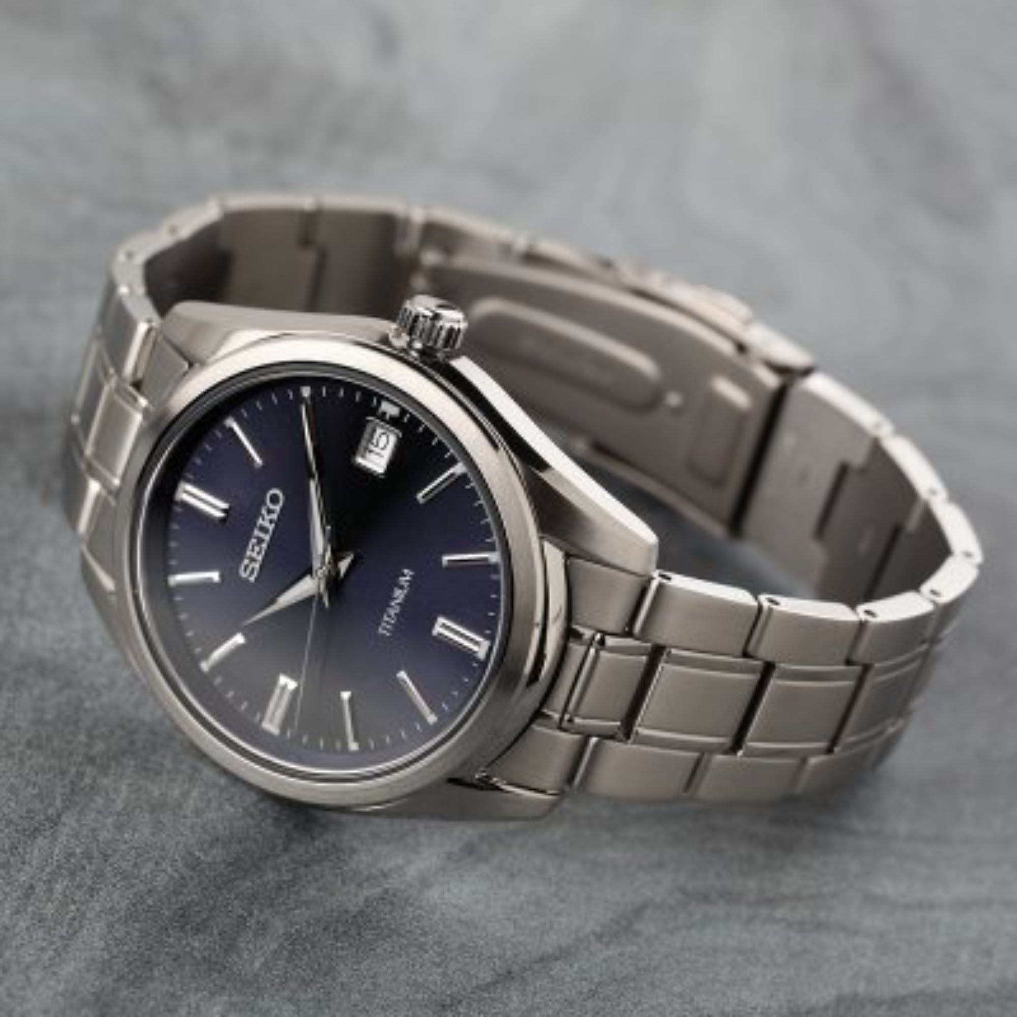 Seiko Conceptual Quartz Blue Sunburst Dial Titanium Strap Men's Watch SUR373P1
