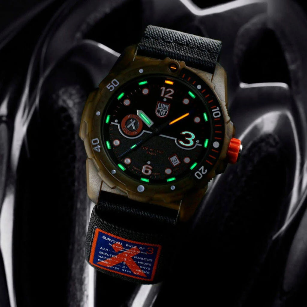 Luminox Bear Grylls Survival Rule of 3 3720 ECO Series Black Dial Rubber Strap Men's Watch XB.3729.ECO