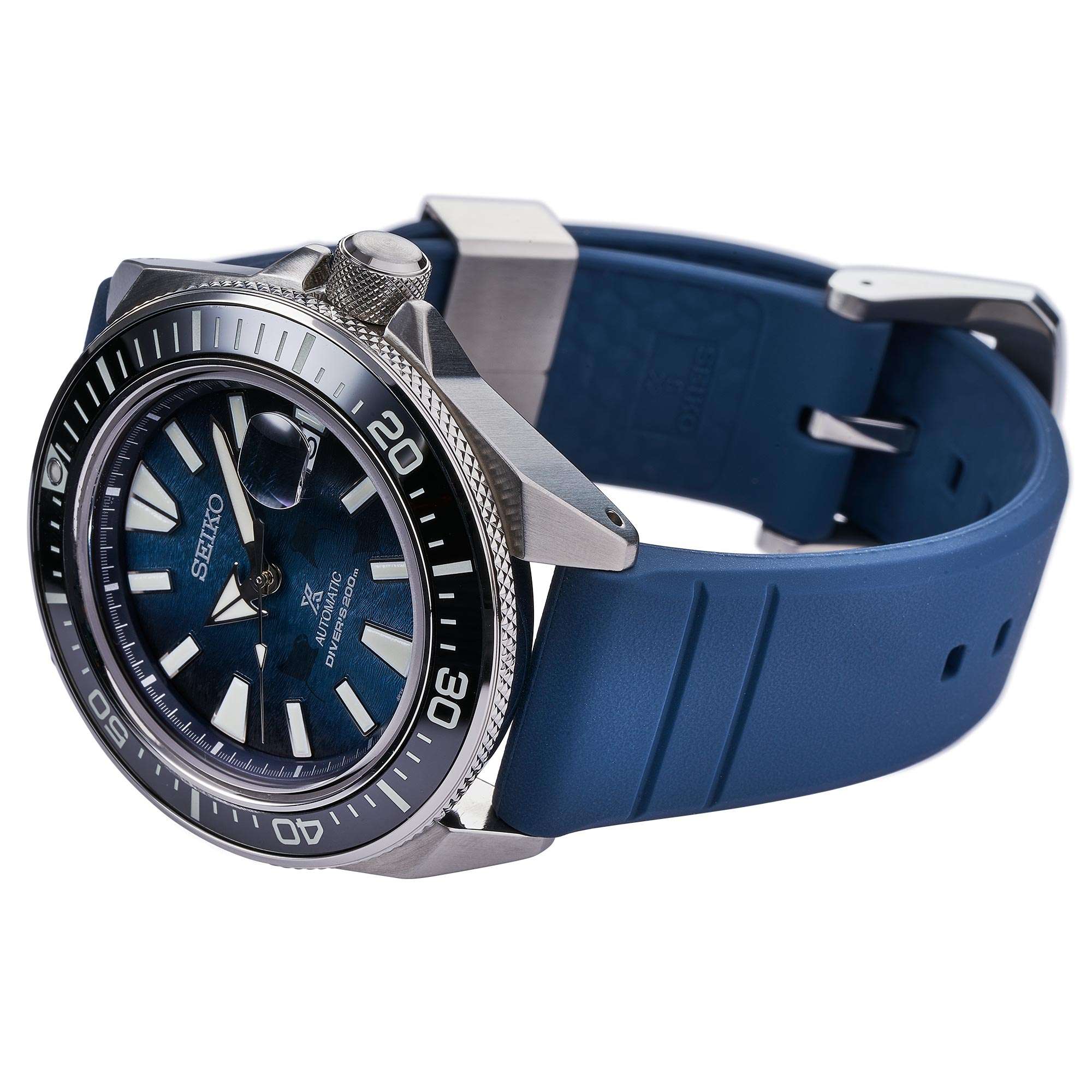 Seiko Prospex Save The Ocean 'King Samurai' Automatic Blue Dial Silicone Strap Men's Watch SRPF79K1
