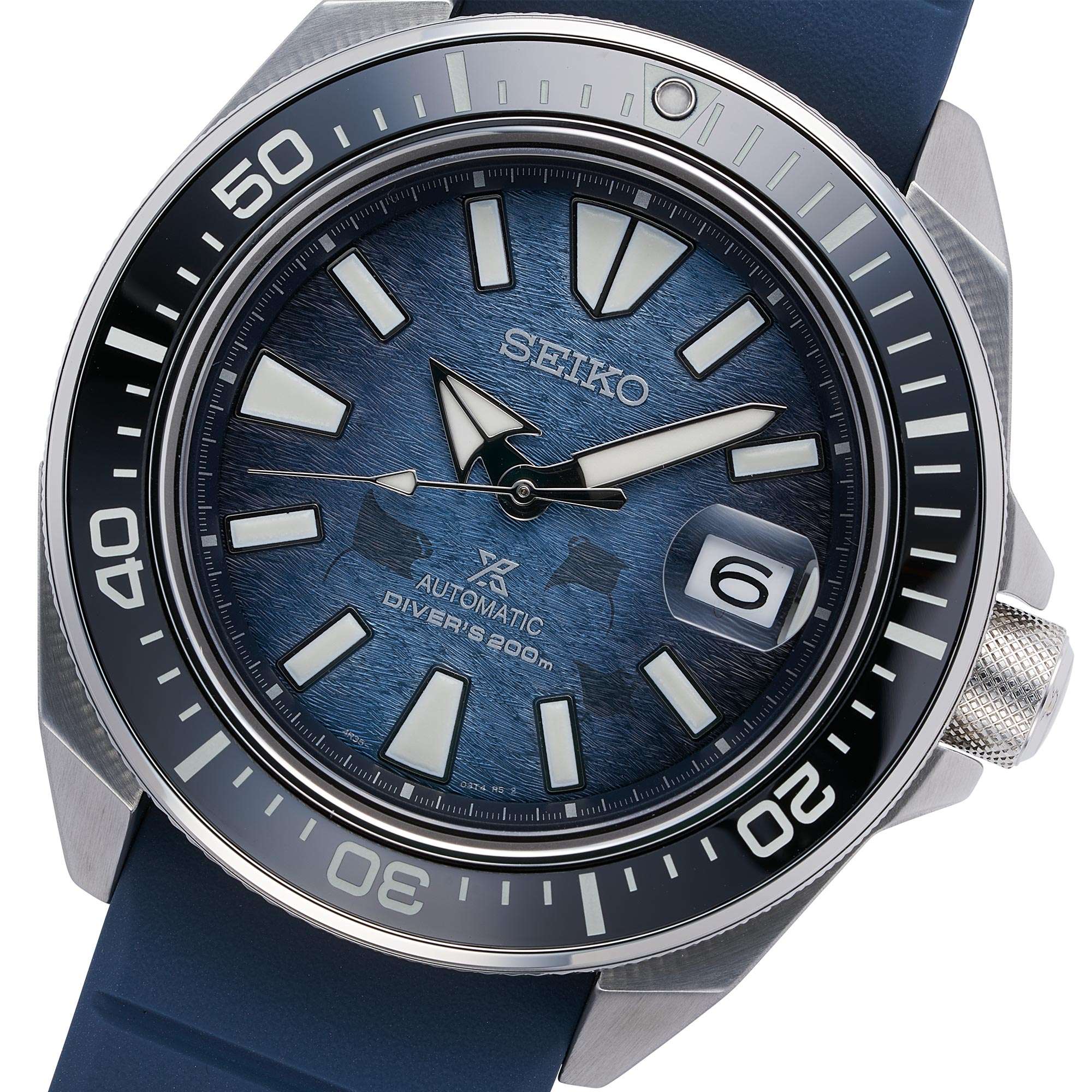 Seiko Prospex Save The Ocean 'King Samurai' Automatic Blue Dial Silicone Strap Men's Watch SRPF79K1